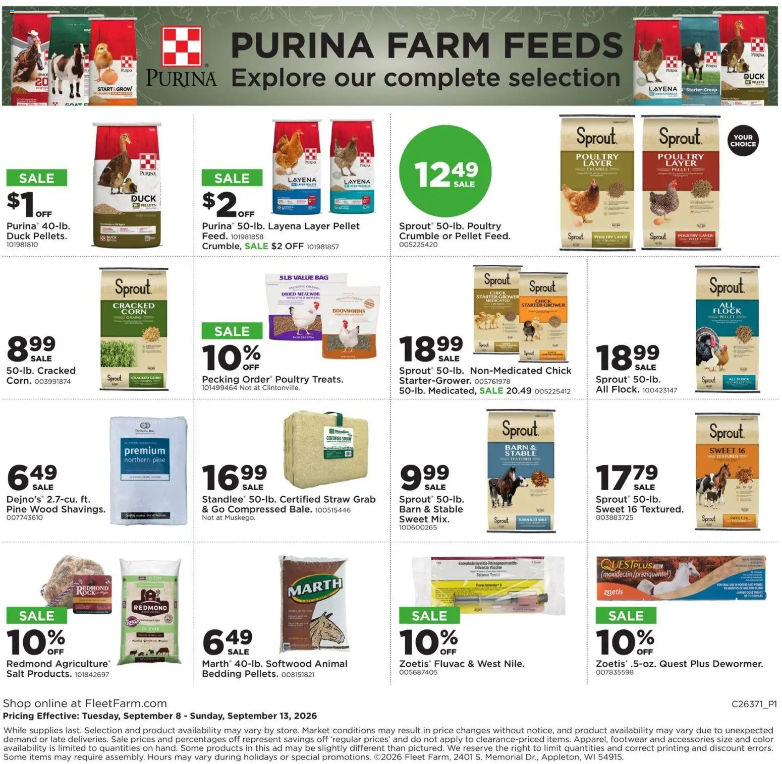 Mills Fleet Farm Weekly Ad - valid from 09/08/2026 | Page: 21 | Products: Bedding, Salt, Poultry, Bag