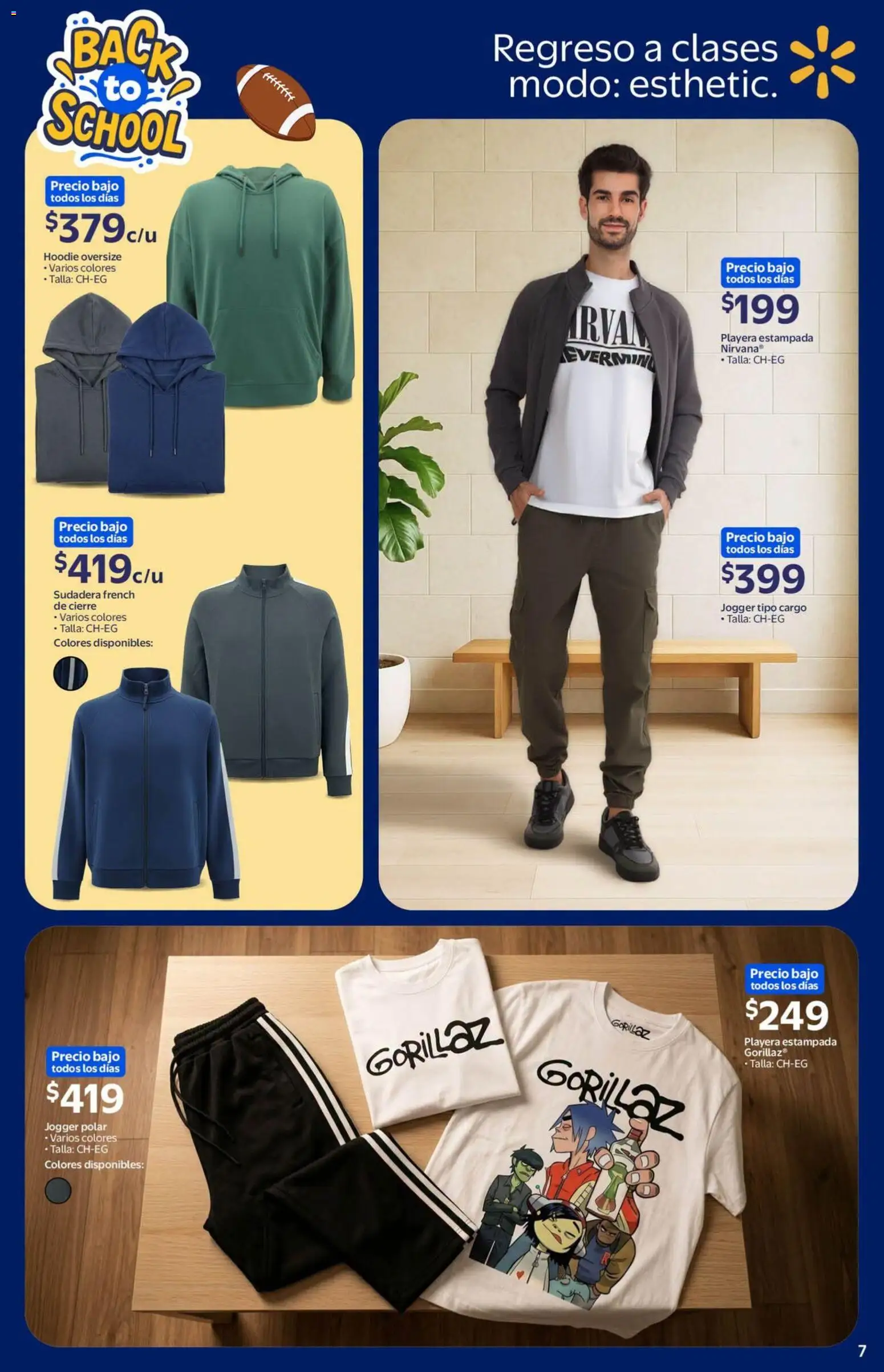 Nuevas ofertas de Walmart válidas en toda la República Mexicana desde el 08/07/2026. ¡Encuentra las mejores ofertas en Walmart folleto Back to School! | Página: 7 | Productos: Sudadera, Playera