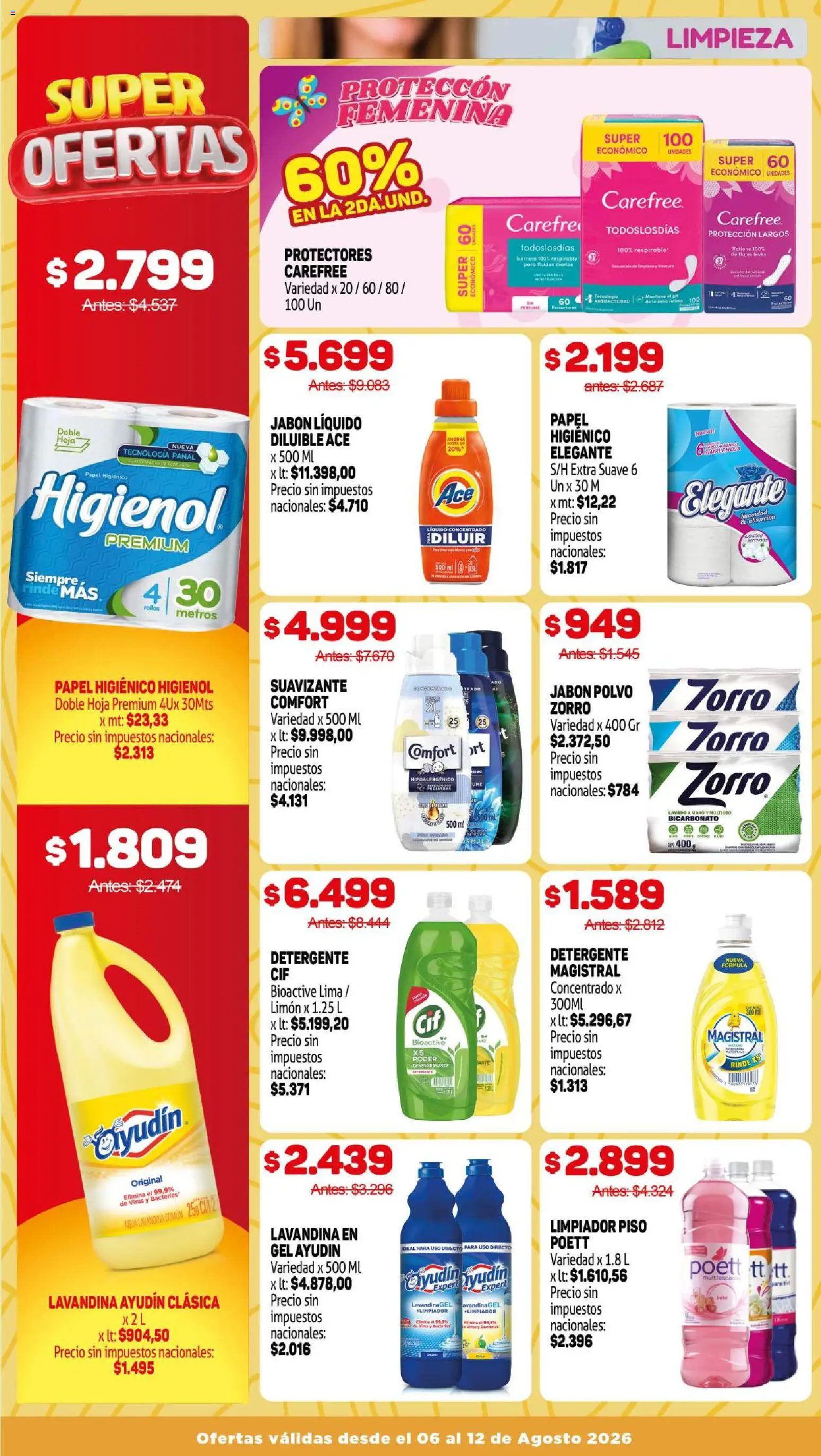 Makro ofertas │ válido desde el 06/08/2026 | Página: 14 | Productos: Papel higiénico, Lima, Suavizante, Limpiador
