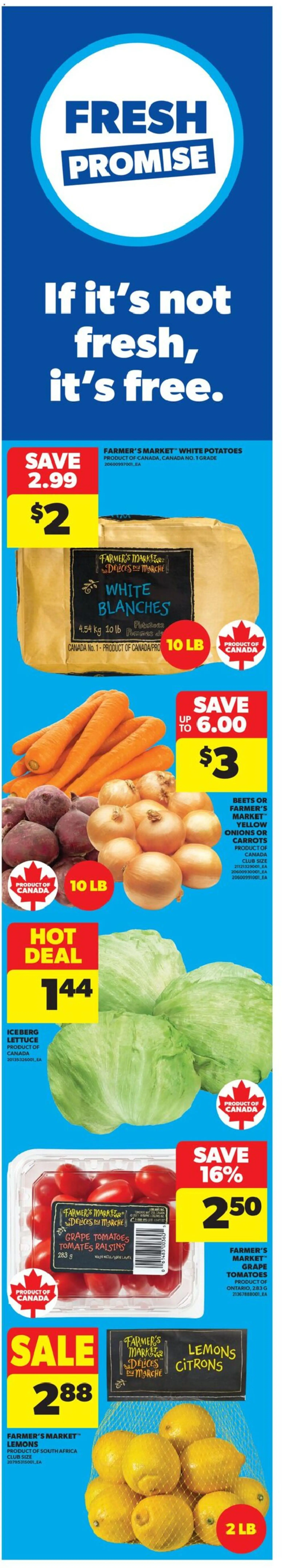 Real Canadian Superstore flyer valid from Sep 24, 2026 | Page: 2 | Products: Iceberg lettuce, Lemons, Potatoes, Raisins