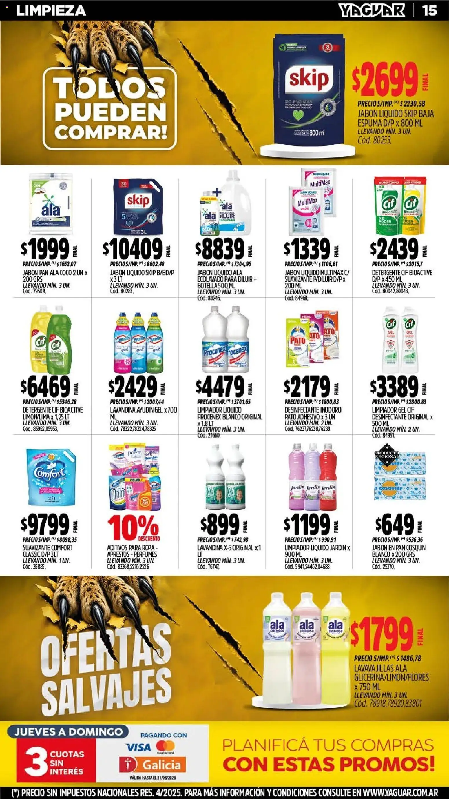 Yaguar - Oferta Semanal Córdoba │ válido desde el 10/08/2026 | Página: 16 | Productos: Lavavajillas, Inodoro, Jabón, Ropa
