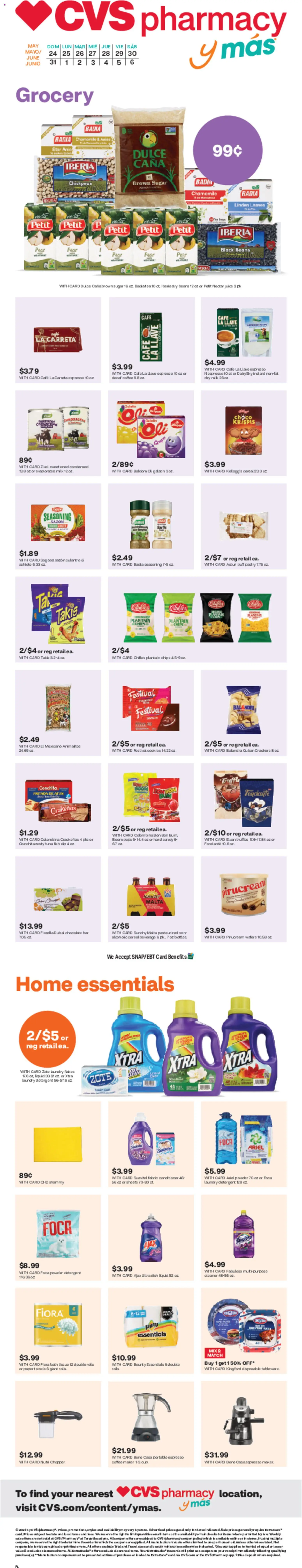 CVS Pharmacy y más - valid from 24.05.2026 | Page: 1 | Products: Conditioner, Milk, Chocolate, Sugar