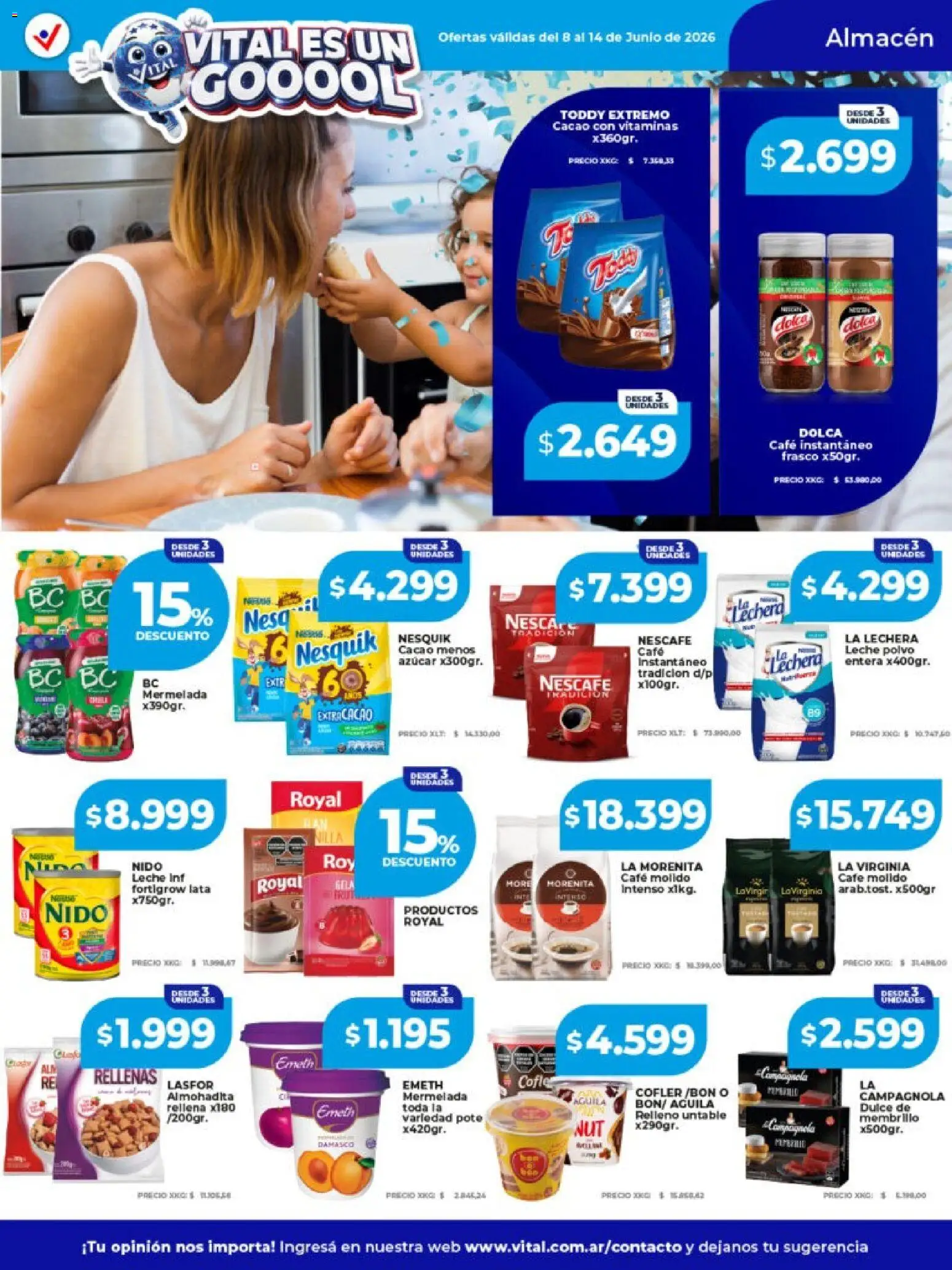 Vital ofertas │ válido desde el 08.06.2026 | Página: 12 | Productos: Azucar, Frasco, Café, Cacao