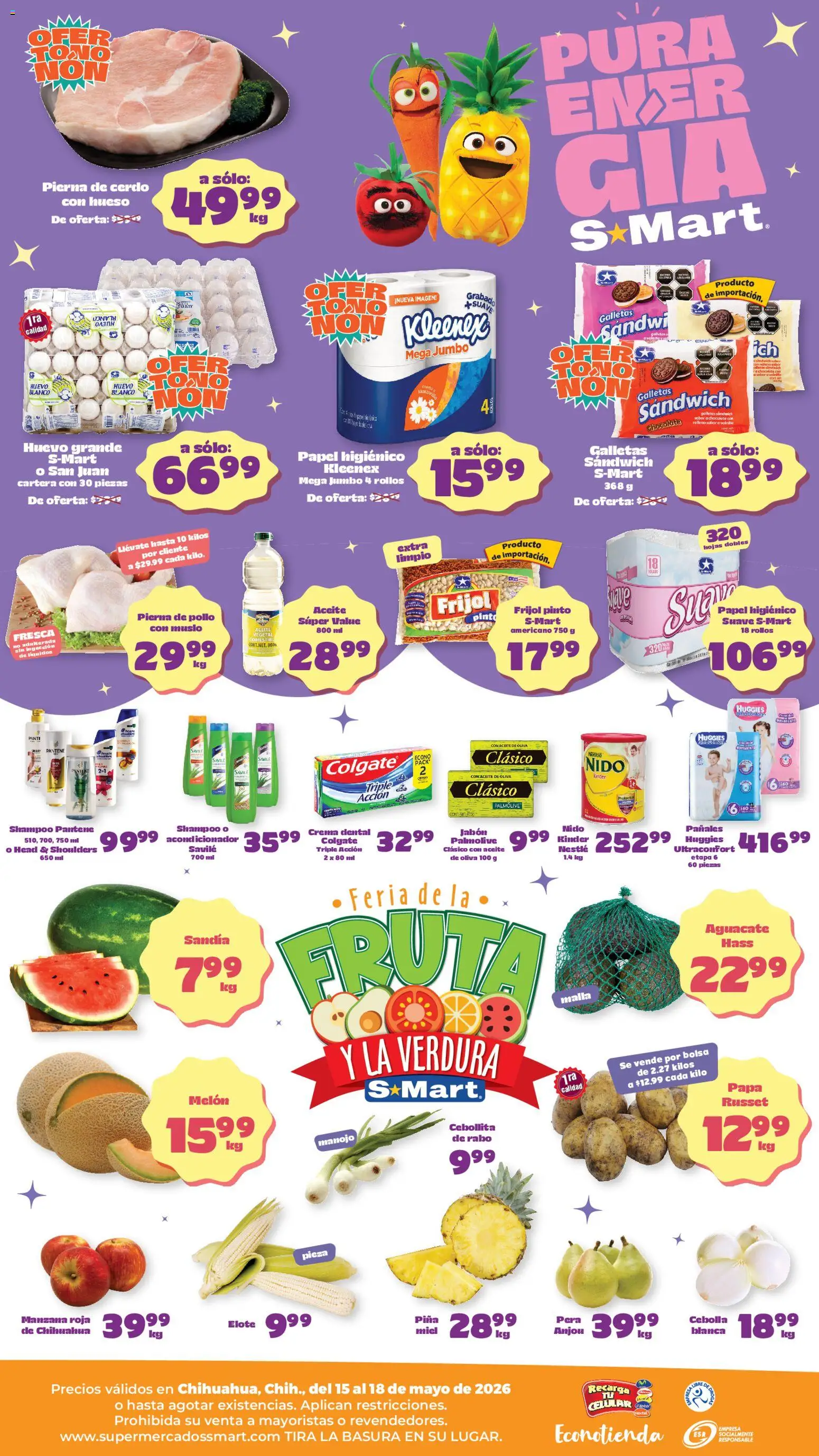 Nuevas ofertas de S-Mart válidas en toda la República Mexicana desde el 15.05.2026. ¡Encuentra las mejores ofertas en S-Mart folleto! | Página: 2 | Productos: Pollo, Pera, Crema, Aceite