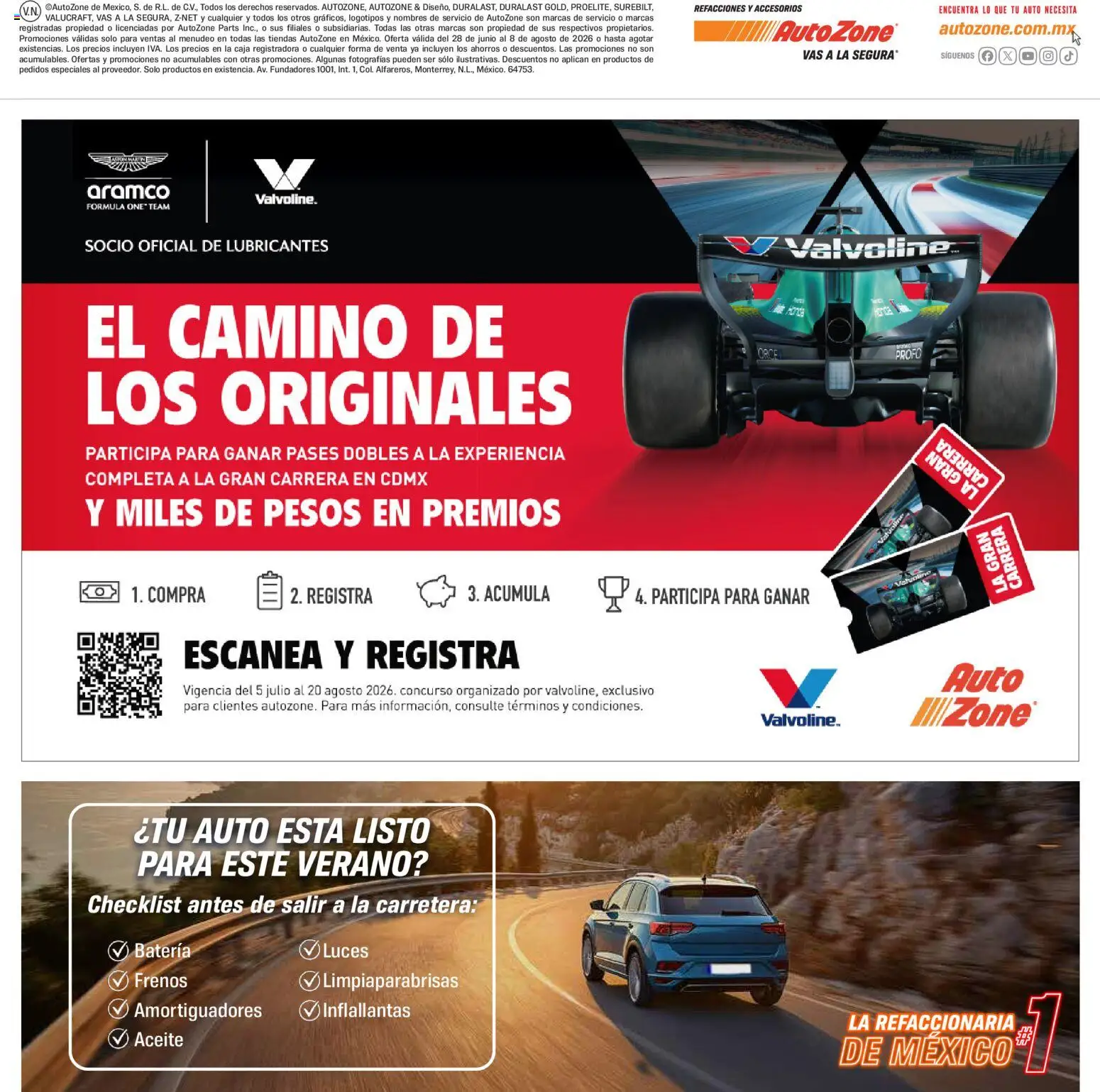 Nuevas ofertas de AutoZone válidas en toda la República Mexicana desde el 28/06/2026. ¡Encuentra las mejores ofertas en AutoZone catálogo! | Página: 16 | Productos: Aceite, Caja, Batería