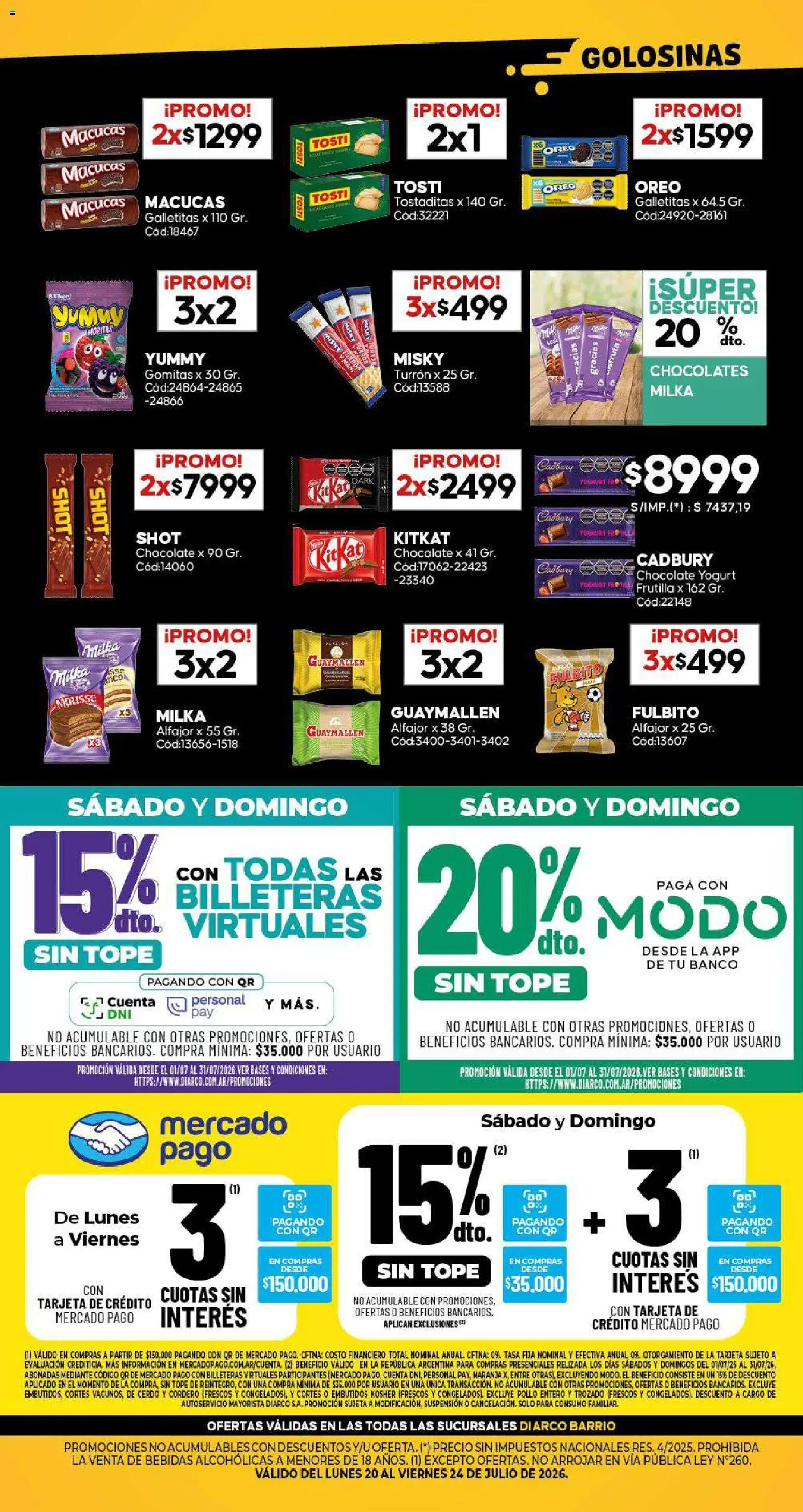 Diarco - Especial Locura De Precios │ válido desde el 20/07/2026 | Página: 2 | Productos: Pollo, Frutilla, Alfajor, Golosinas