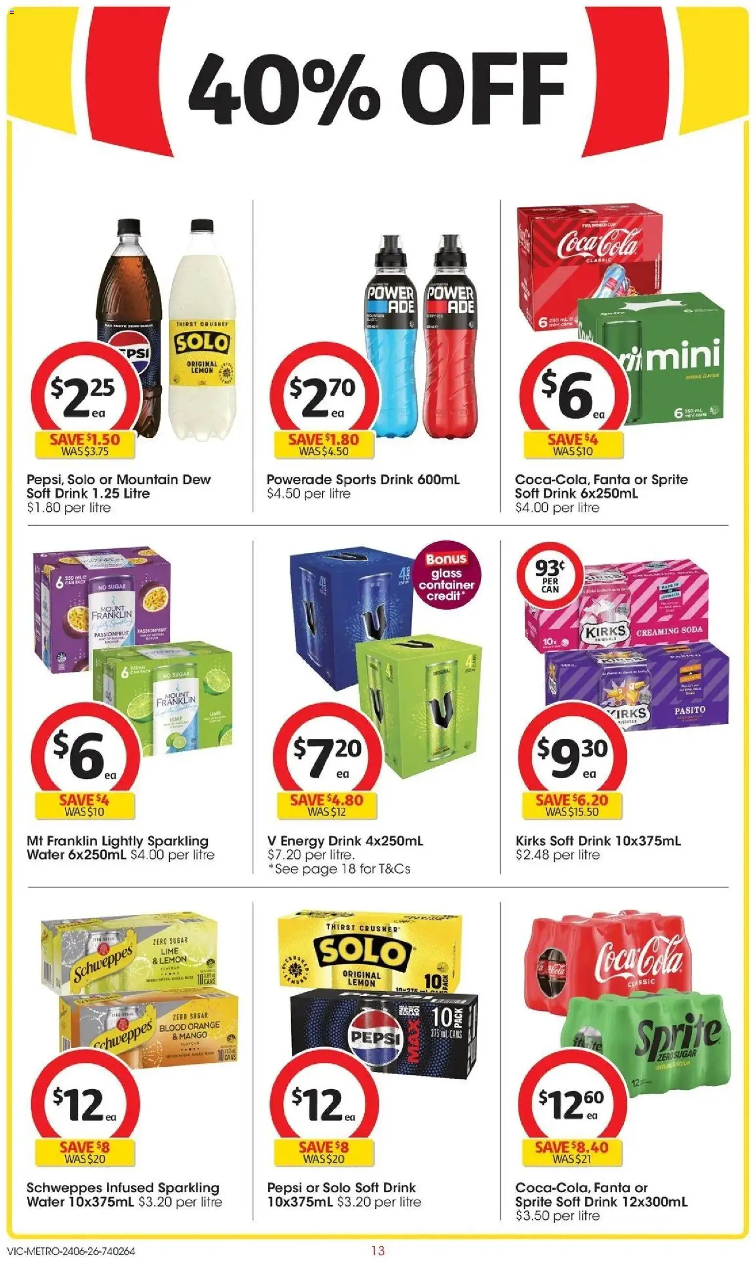 Coles catalogue - valid from 24/06/2026 | Page: 13 | Products: Pepsi, Water, Sugar, Mango