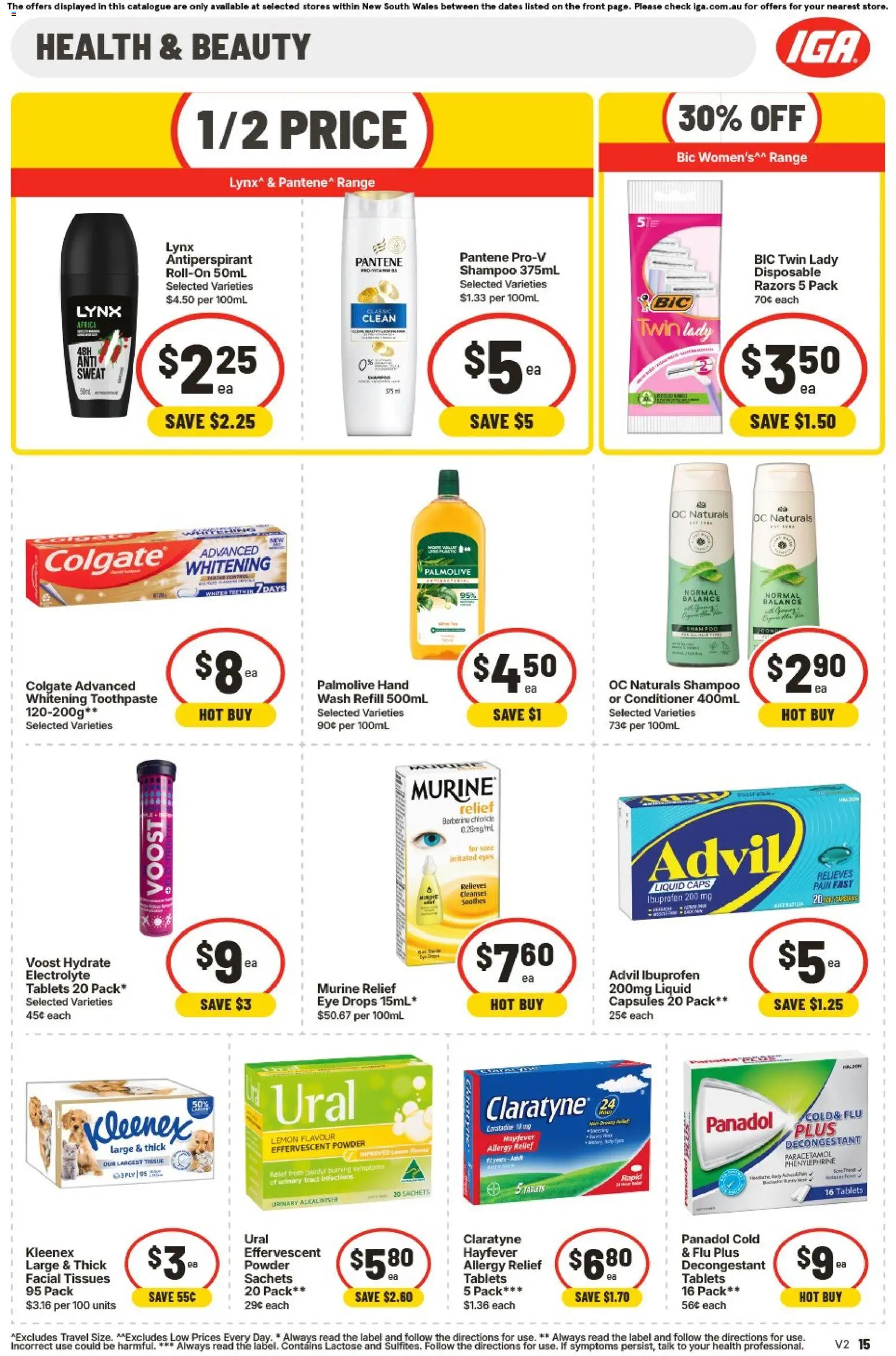 IGA catalogue - valid from 01/07/2026 | Page: 15 | Products: Shampoo, Conditioner, Razors, Tissues