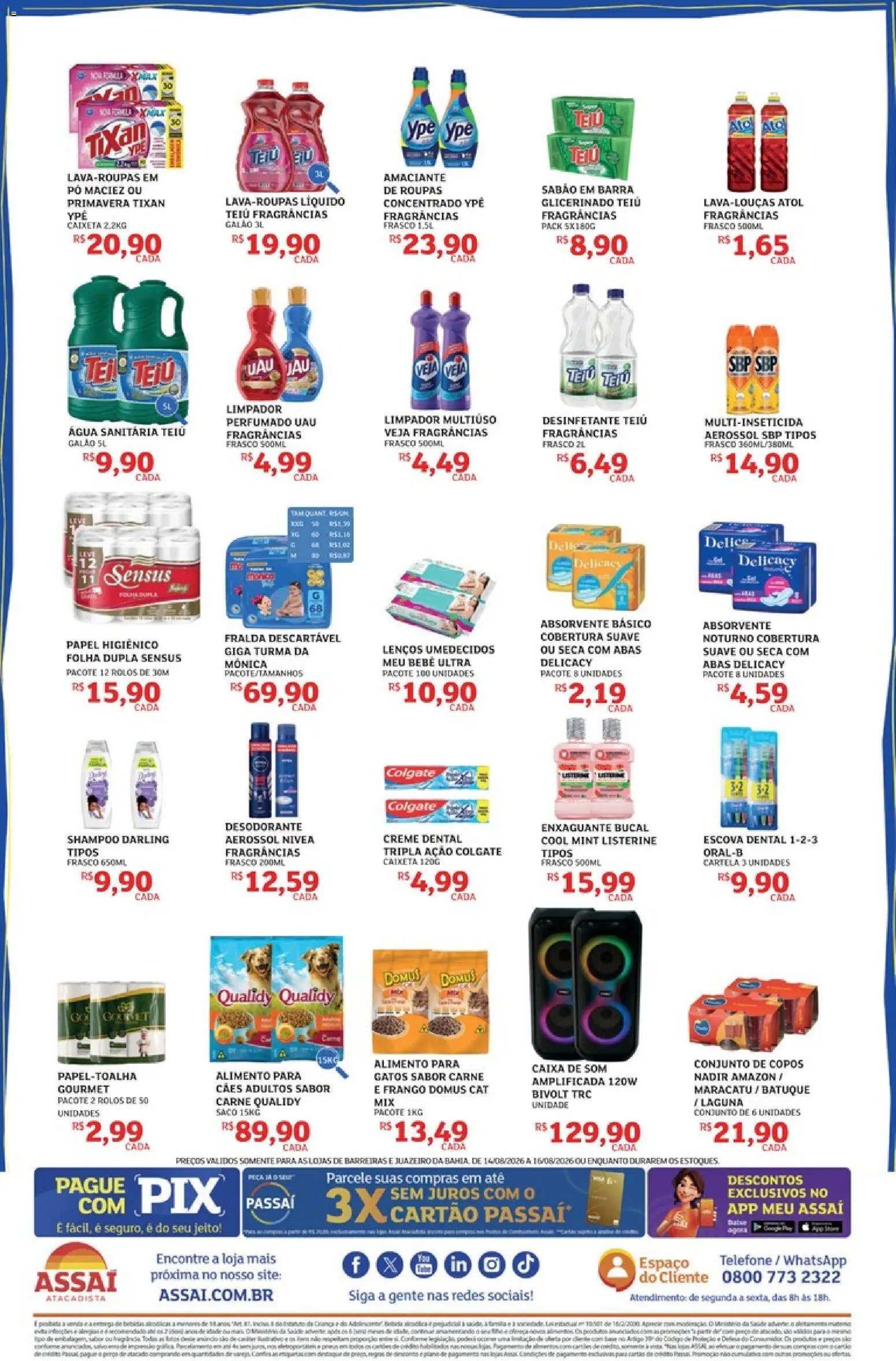 Assaí Atacadista Folheto - válido de 14/08/2026 | Página: 4 | Produtos: Sabão em barra, Pó, Roupas, Água sanitária