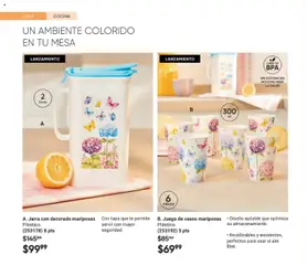 Vista previa de B. Juego de vasos mariposas Plástico., Juego de vasos de plástico con decorado de mariposas y flores. Diseño apilable que optimiza su almacenamiento. Reutilizables y resistentes, perfectos para usar al aire libre., nuevo folleto de la tienda, válido en México a partir del 10/07/2026 | Página: 192