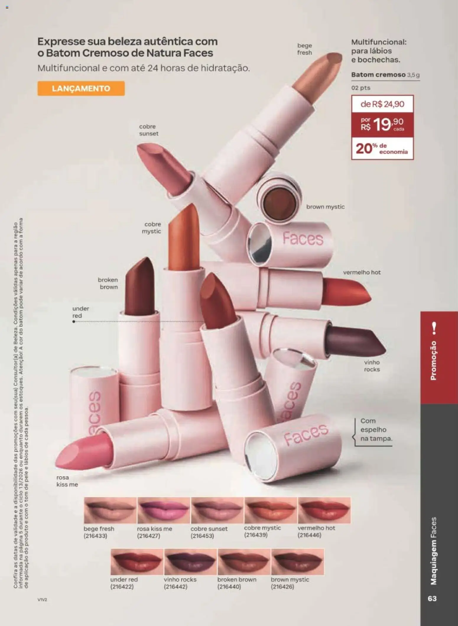 Natura Folheto - válido de 10/08/2026 | Página: 64 | Produtos: Maquiagem, Multifuncional, Espelho, Vinho