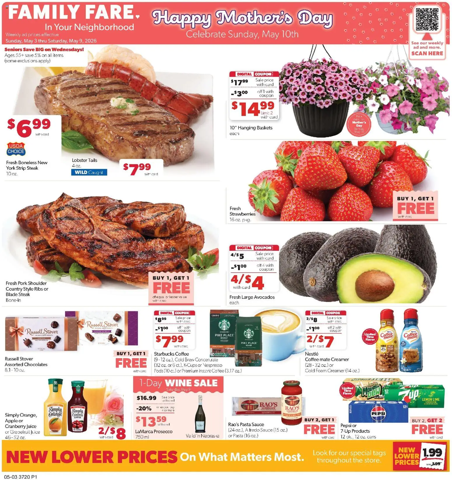 Family Fare Weekly Ad - NE - valid from 03.05.2026 | Page: 1 | Products: Juice, Wine, Sauce, Lemon