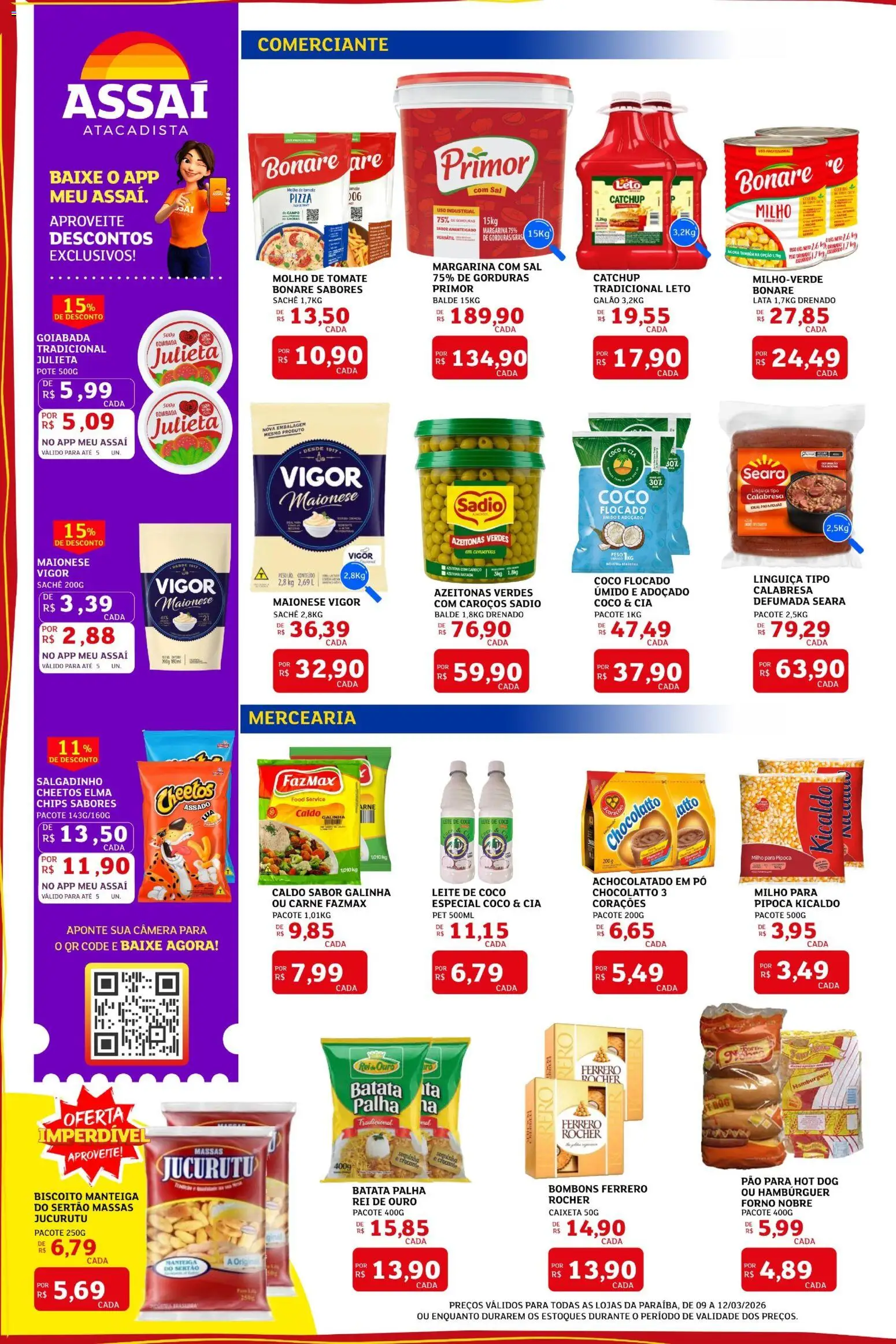 Assaí Atacadista Folheto - válido de 09.03.2026 | Página: 2 | Produtos: Maionese vigor, Biscoito, Leite, Manteiga
