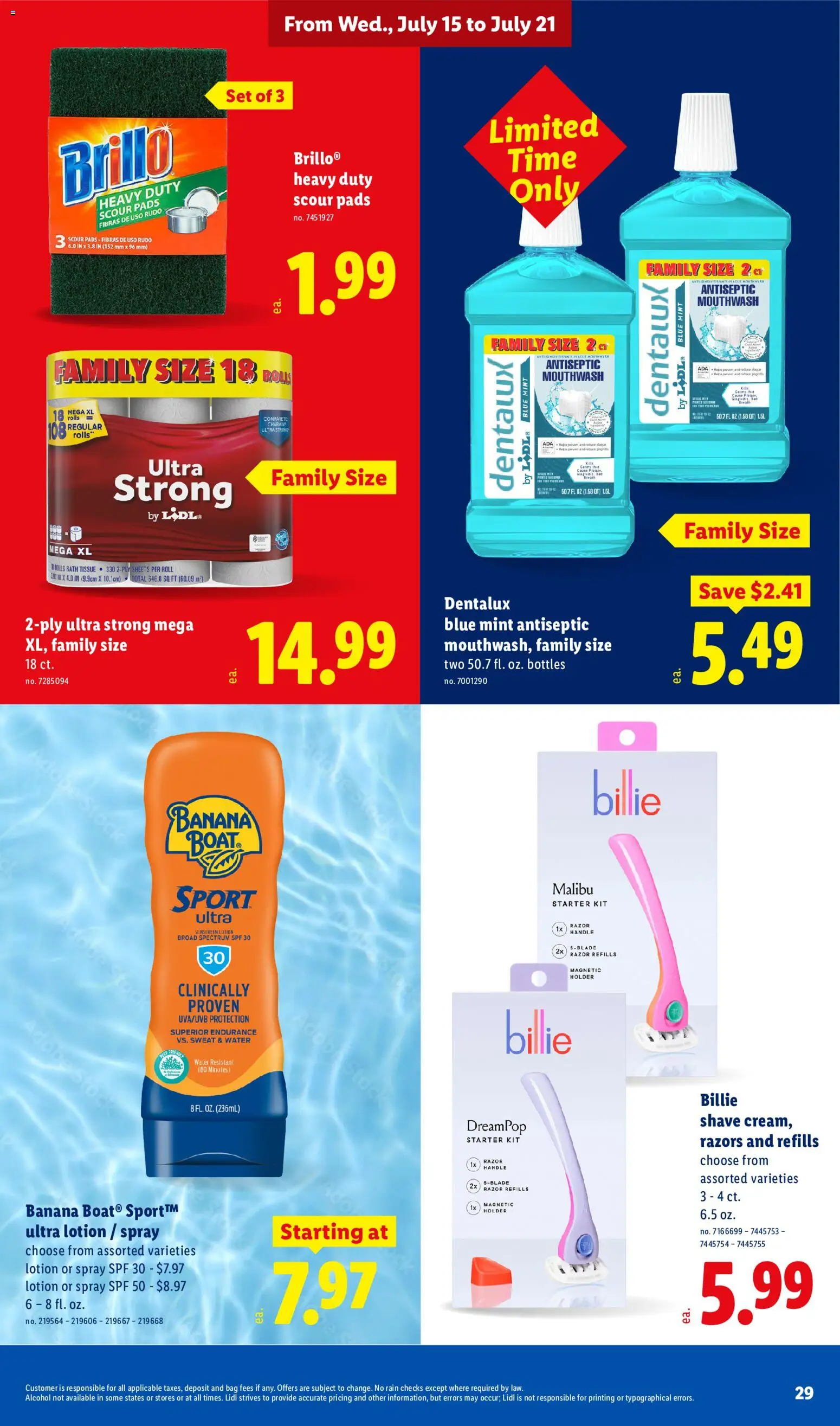Lidl Weekly Ad - valid from 07/15/2026 | Page: 29 | Products: Mouthwash, Pads, Water, Bag