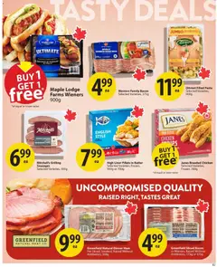 Preview of Save on foods weekly flyer / circulaire from shop Save on foods valid from Aug 20, 2026 | Page: 8 | Products: Pasta, Bacon, Sausages, Sausage