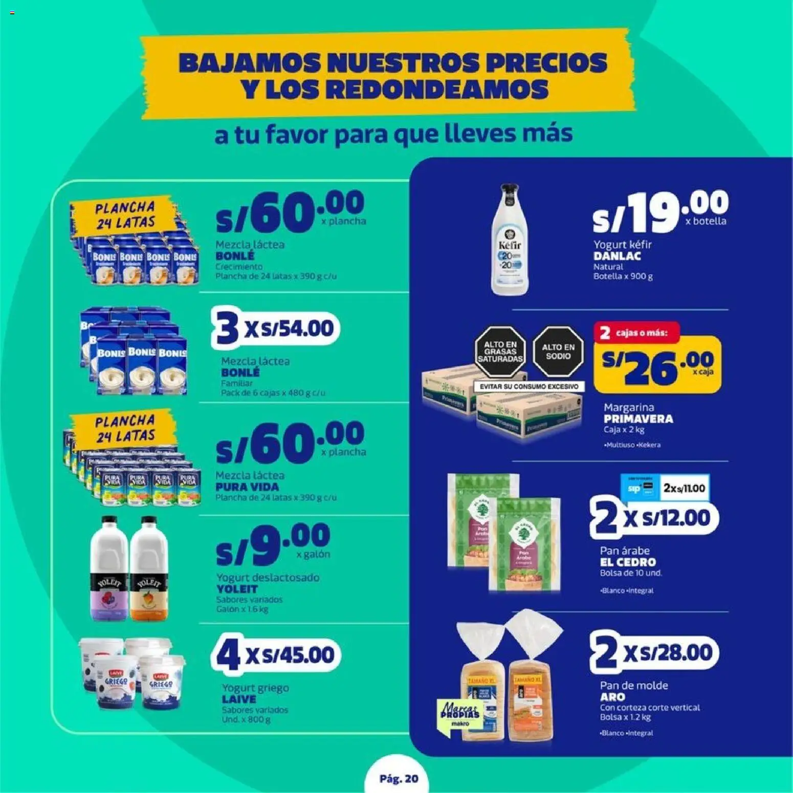 Catálogo Makro válido desde 27/08/2026 | Página: 20 | Productos: Margarina, Plancha, Pan, Bolsa