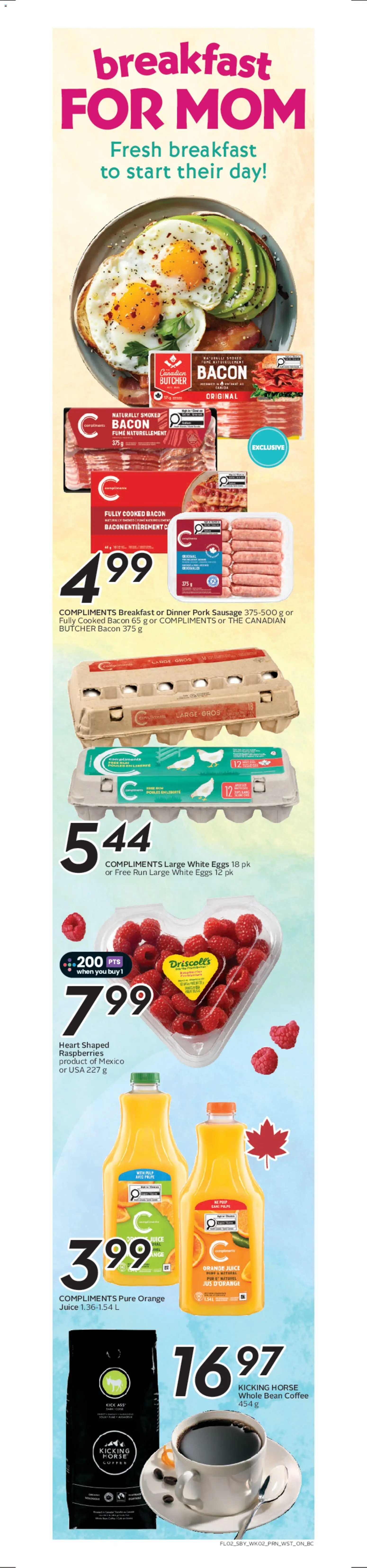 Safeway flyer valid from 07.05.2026 | Page: 3 | Products: Eggs, Coffee, Juice, Pork