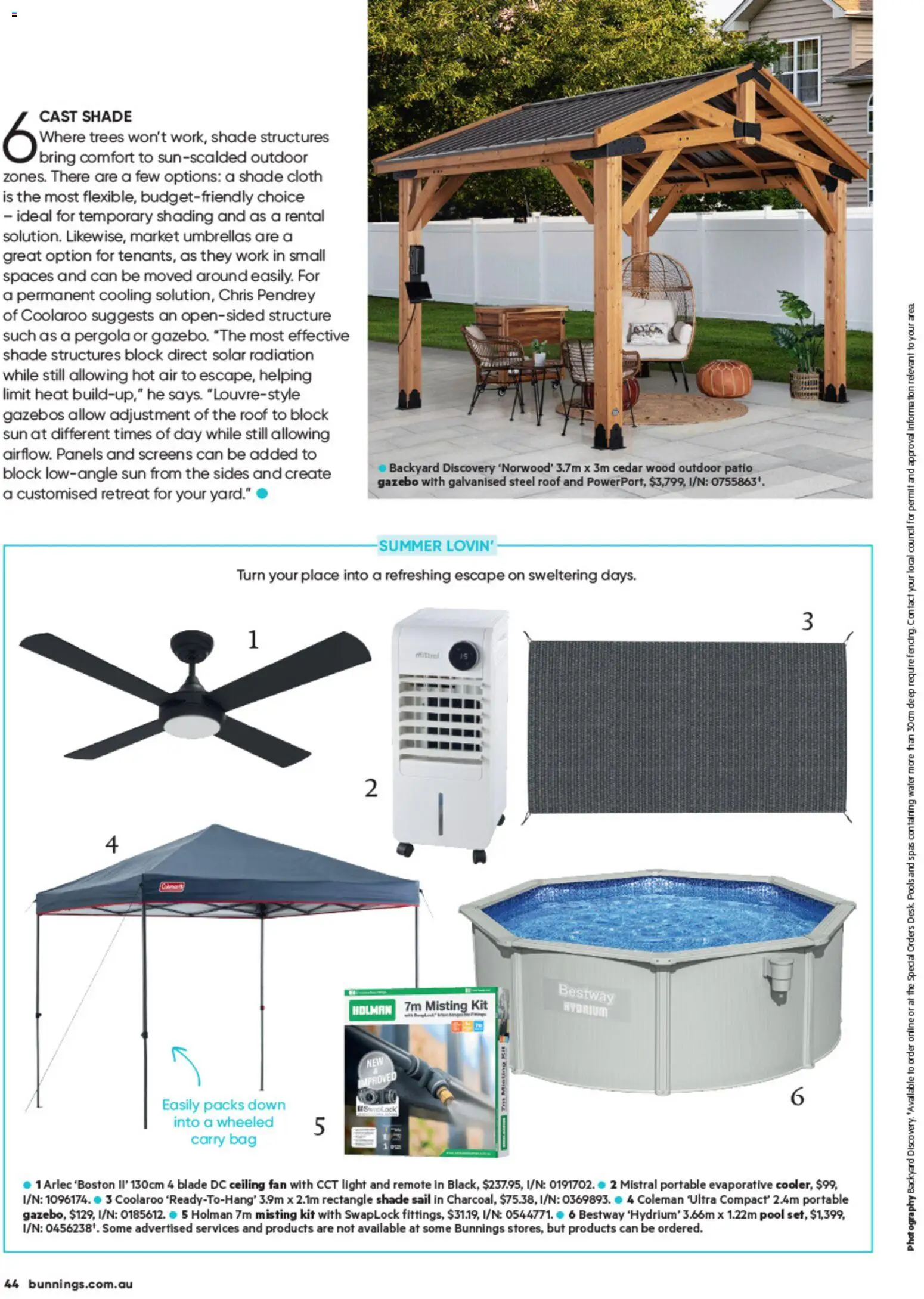 Bunnings Warehouse catalogue - valid from 01/10/2026 | Page: 44 | Products: Cloth, Light, Gazebo, Fan