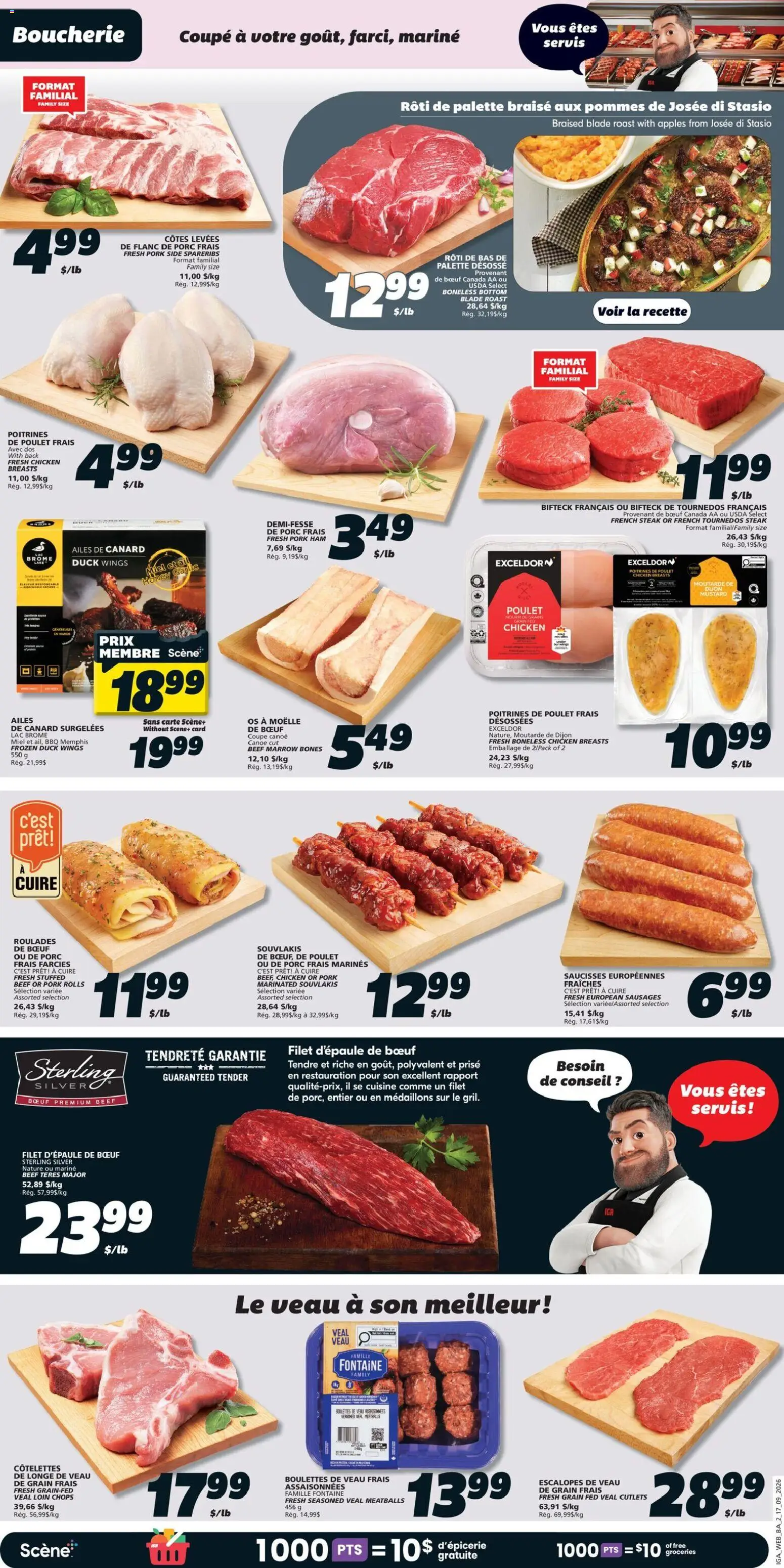 IGA flyer valid from Sep 17, 2026 | Page: 5 | Products: Veal, Roast, Garlic, Ham