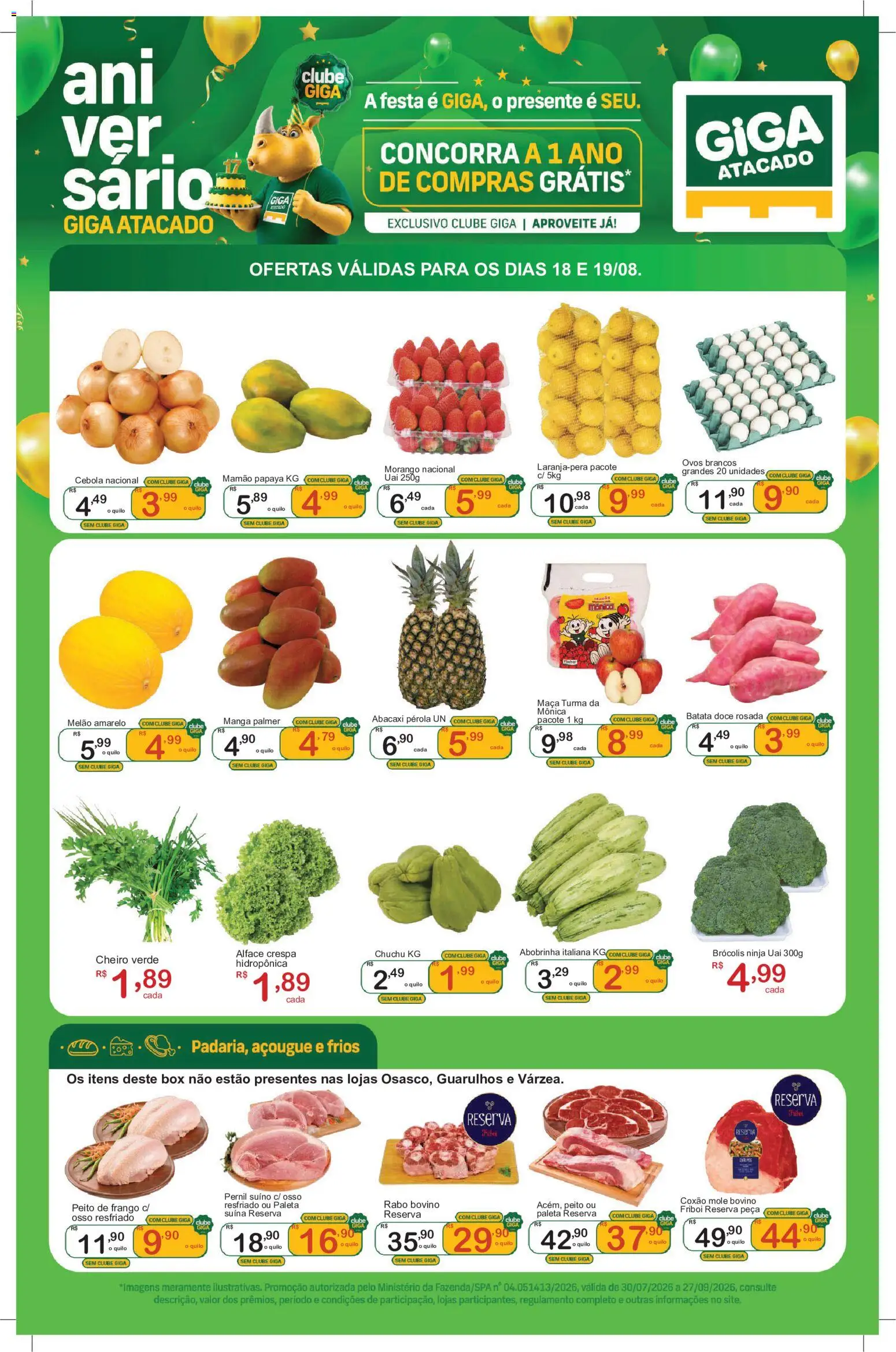 GIGA Atacado Folheto - válido de 18/08/2026 | Página: 1 | Produtos: Melão amarelo, Cebola, Alface, Doce