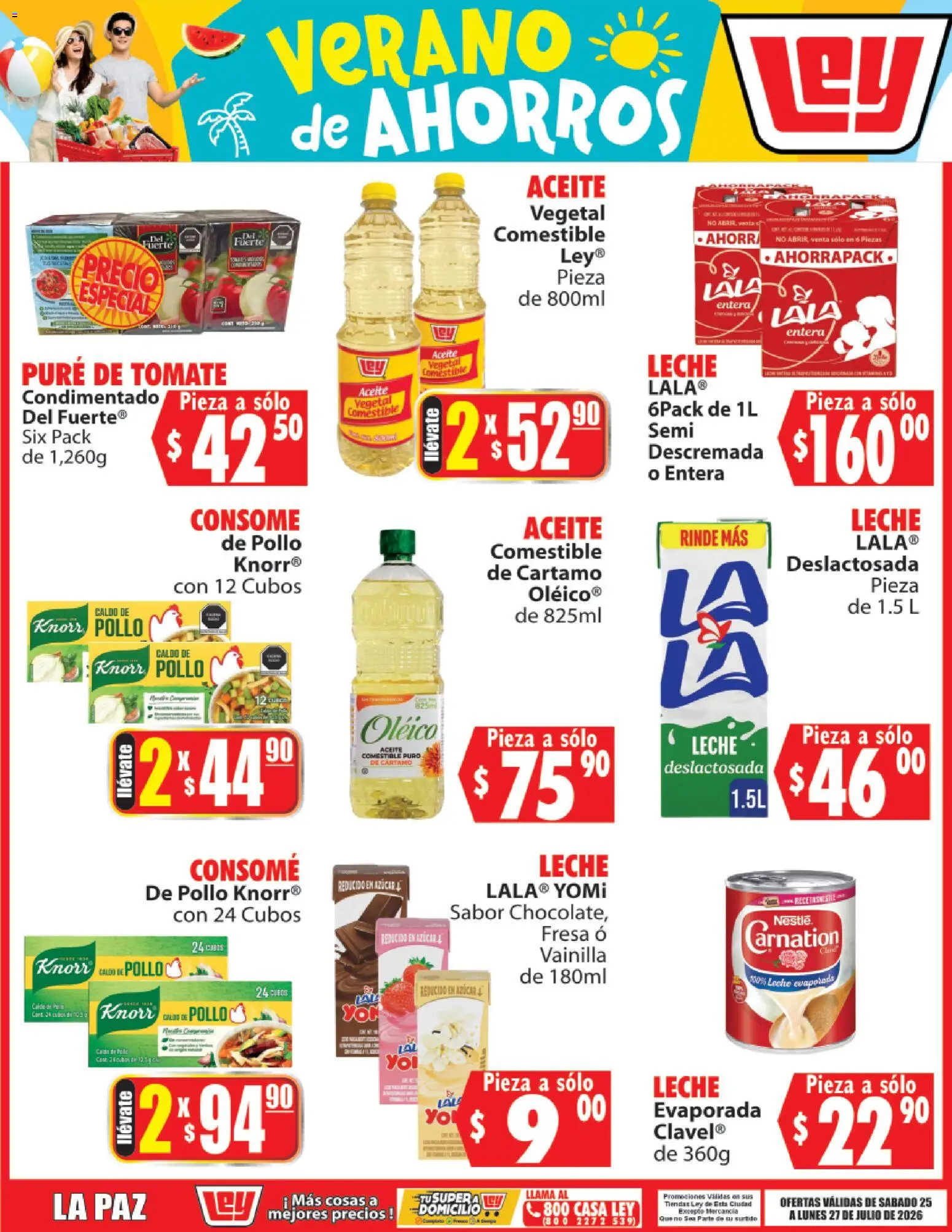 Nuevas ofertas de Casa Ley válidas en toda la República Mexicana desde el 25/07/2026. ¡Encuentra las mejores ofertas en Casa Ley folleto Verano de ahorros! | Página: 1 | Productos: Fresa, Azúcar, Leche, Pure de Tomate