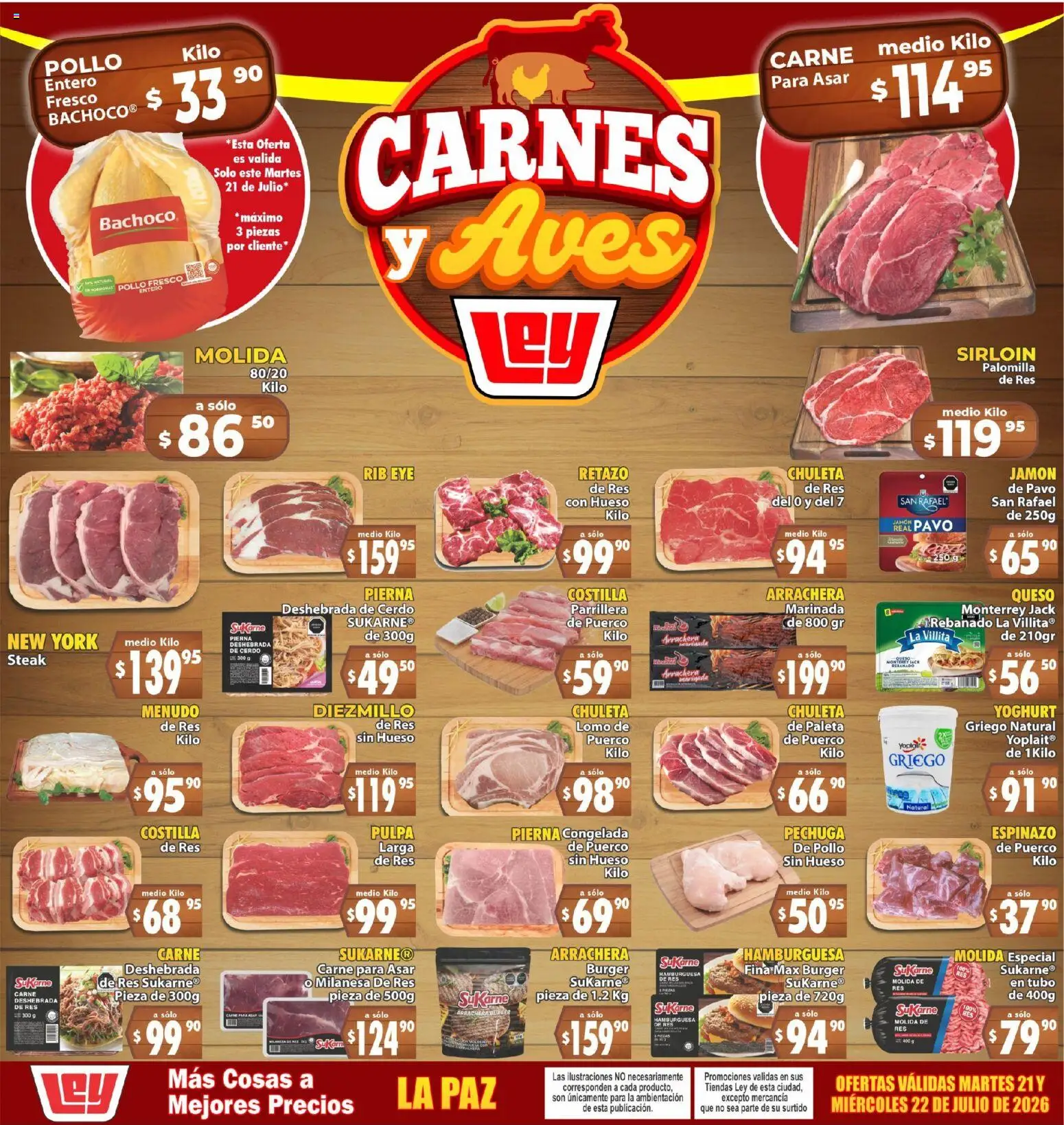 Nuevas ofertas de Casa Ley válidas en toda la República Mexicana desde el 21/07/2026. ¡Encuentra las mejores ofertas en Casa Ley folleto Carnes y Aves! | Página: 1 | Productos: Pollo, Paleta, Cerdo, Res