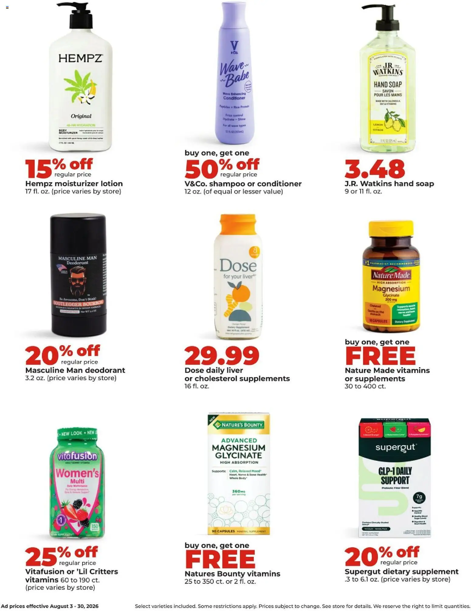 HyVee Monthly Ad - valid from 08/03/2026 | Page: 27 | Products: Magnesium, Shampoo, Conditioner, Lemon