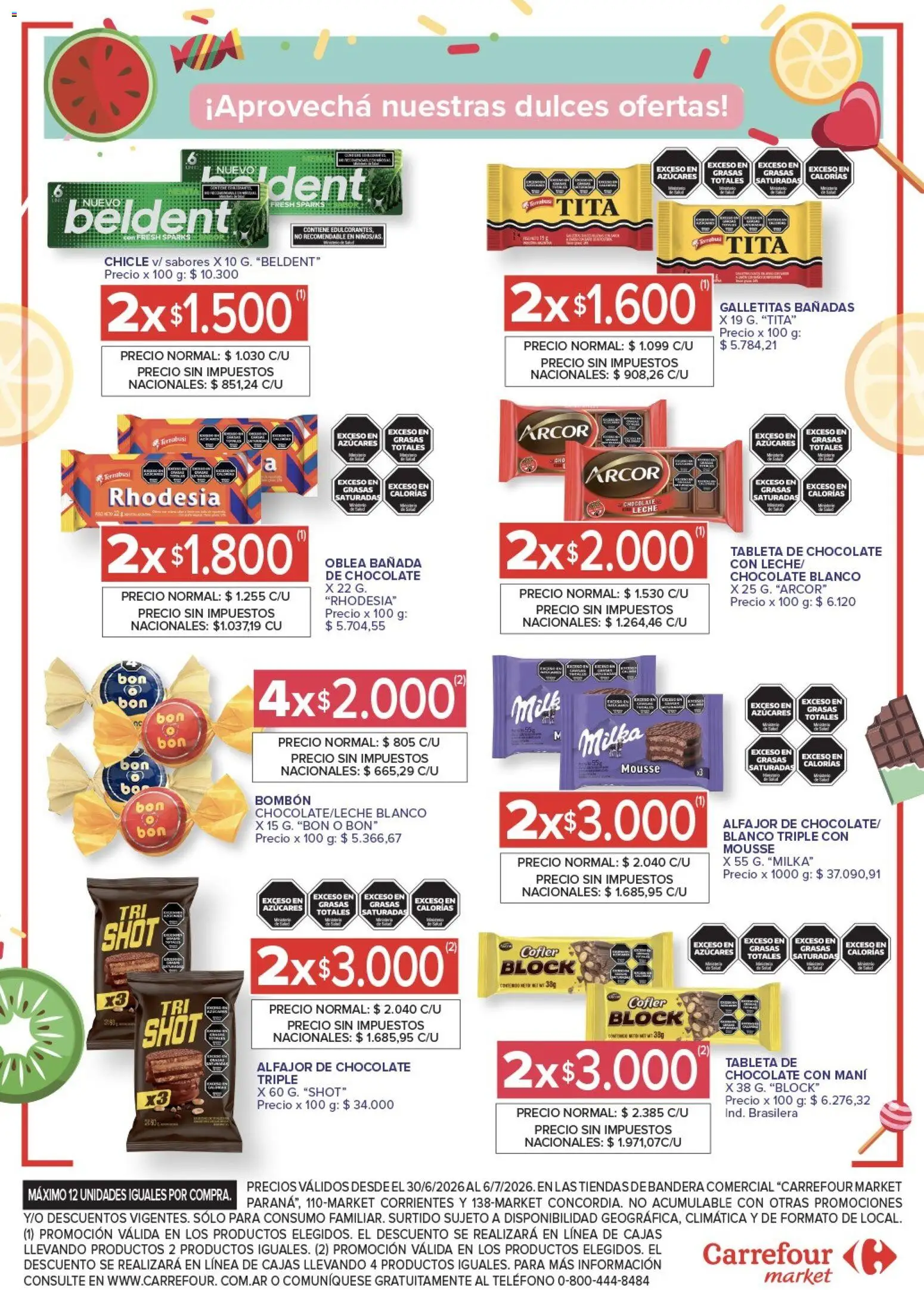 Carrefour Market catálogo │ válido desde el 30/06/2026 | Página: 6 | Productos: Teléfono, Galletitas, Mousse, Chocolate