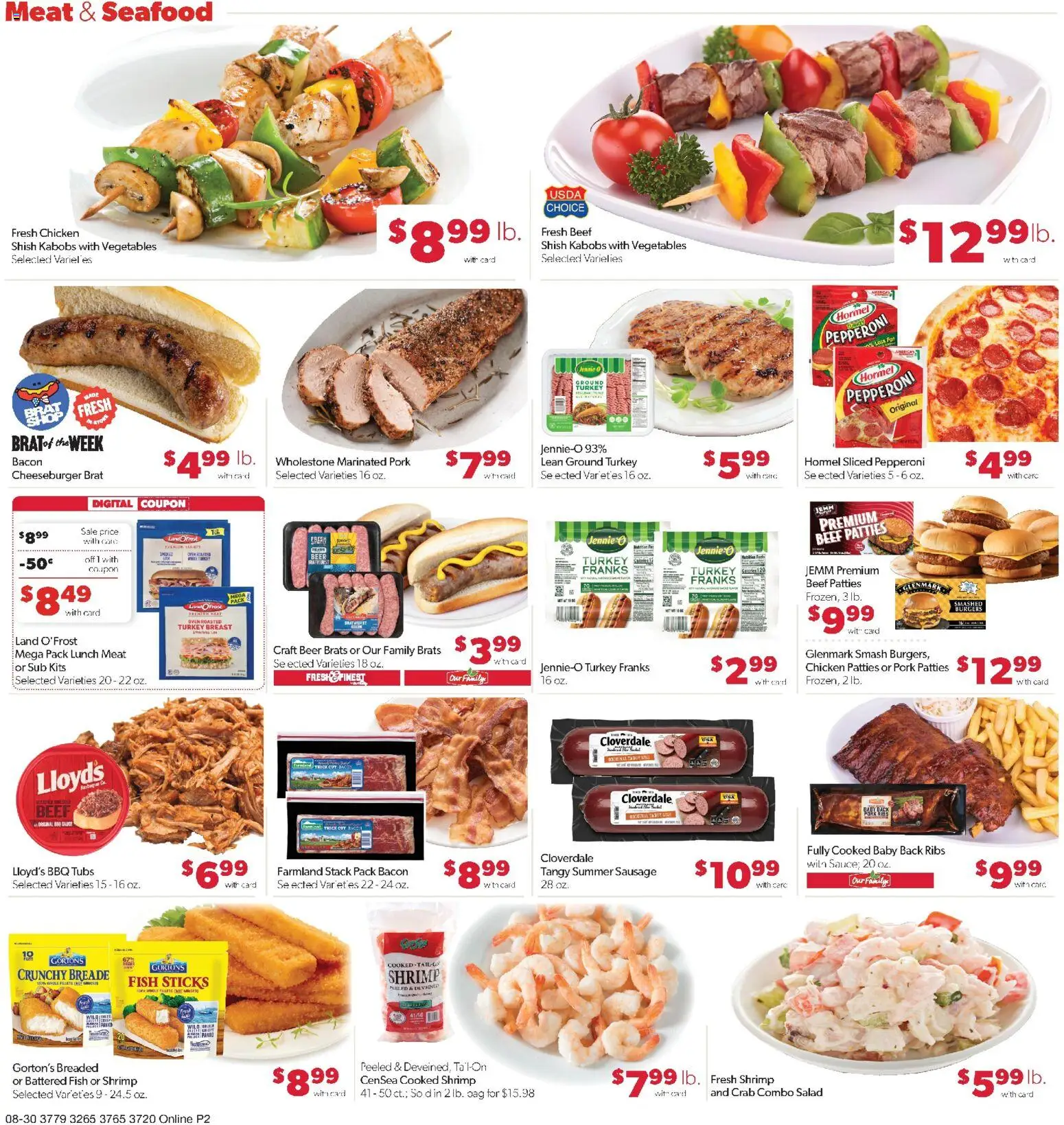 Family Fare Weekly Ad - IA - valid from 08/30/2026 | Page: 7 | Products: Fish sticks, Shrimp, Meat, Salad
