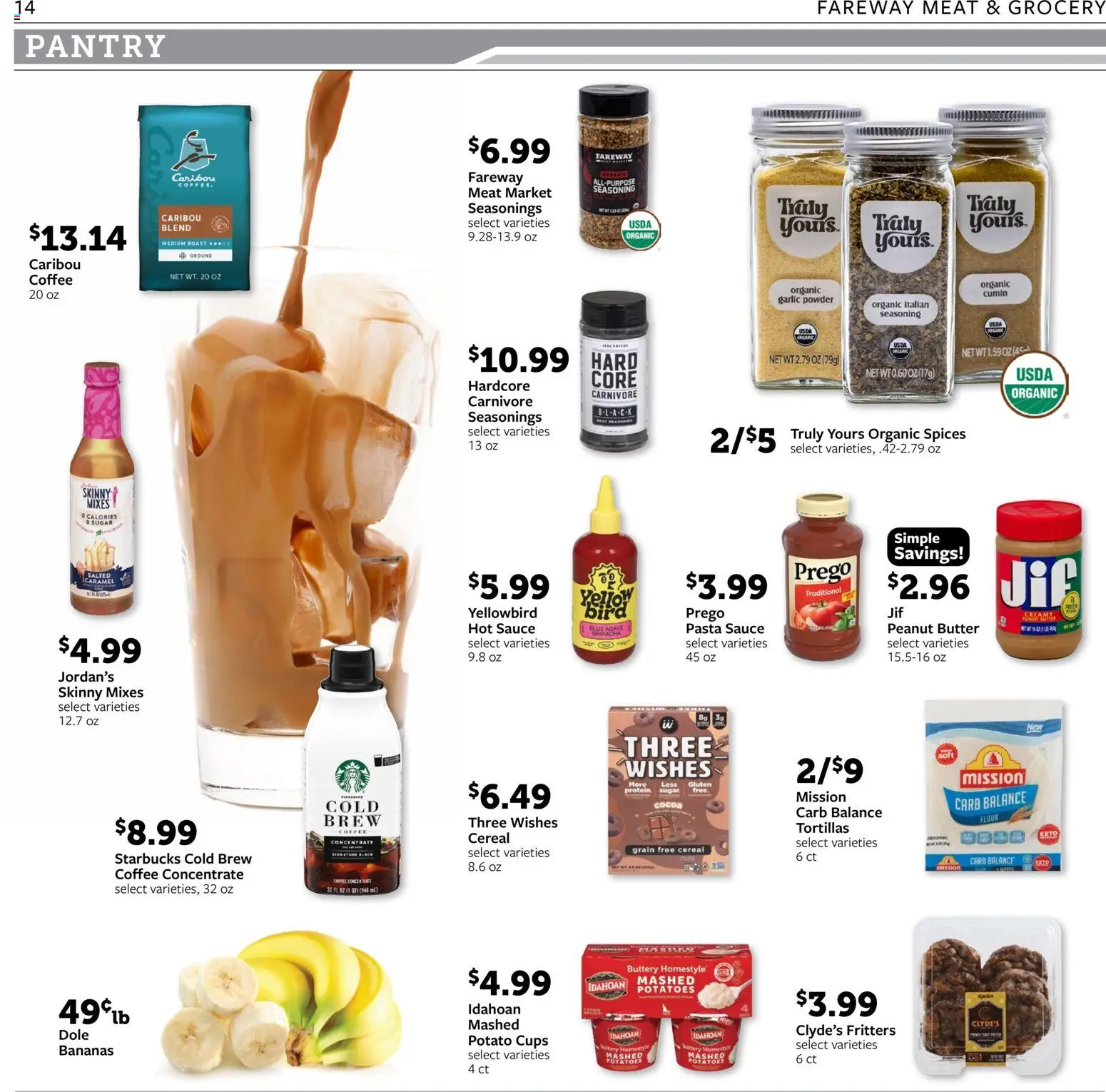 Fareway Weekly Ad - valid from 07/27/2026 | Page: 14 | Products: Powder, Coffee, Bananas, Sauce