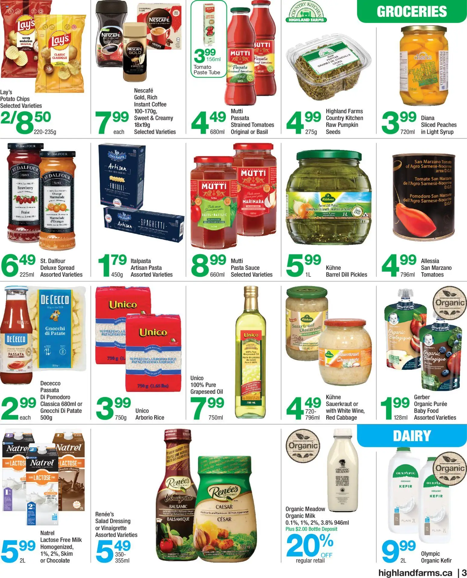 Highland Farms flyer valid from Sep 17, 2026 | Page: 3 | Products: Chips, Instant coffee, Syrup, Tomatoes