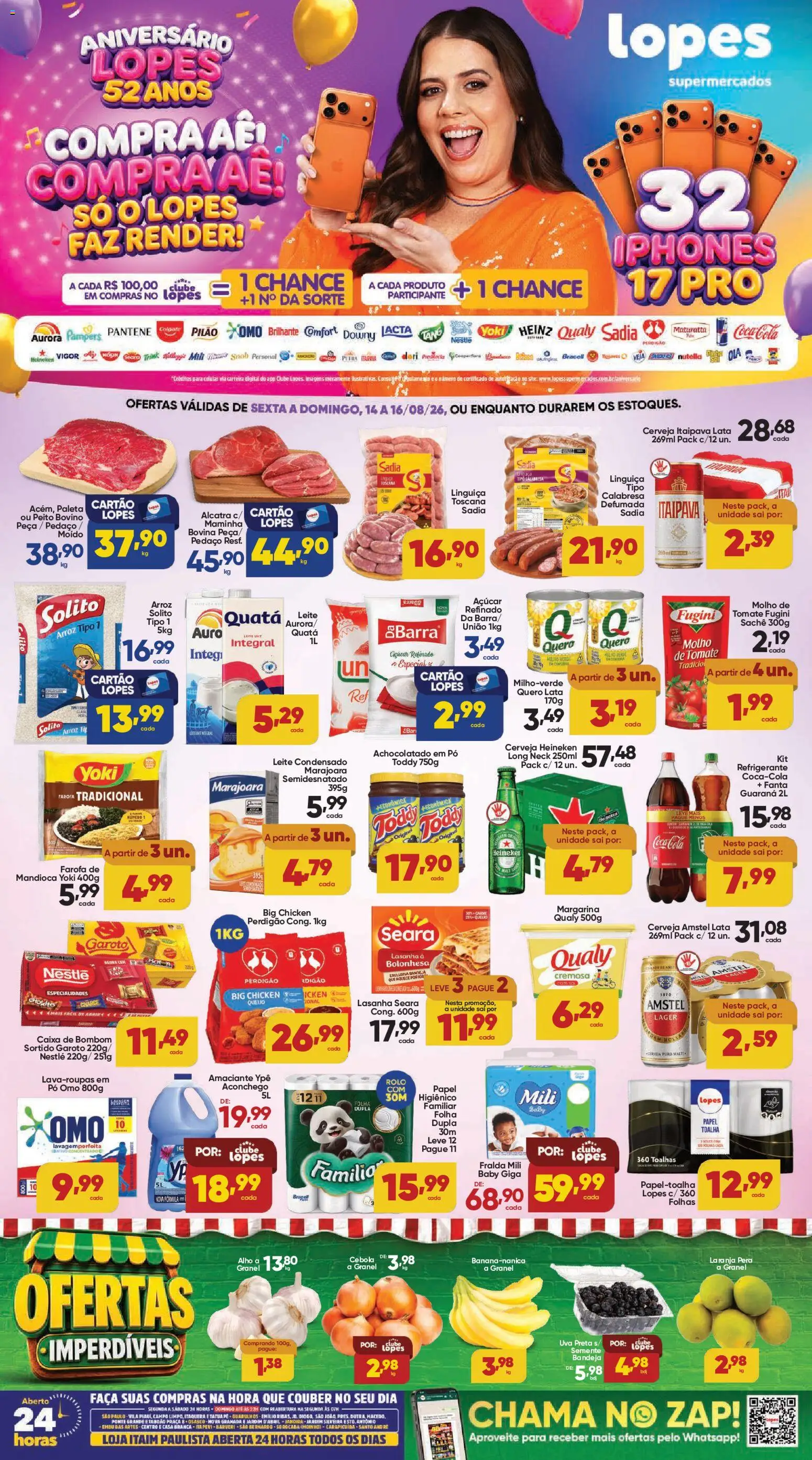 Lopes Supermercados Folheto - válido de 14/08/2026 | Página: 1 | Produtos: Papel toalha, Cebola, Lasanha, Caixa de bombom