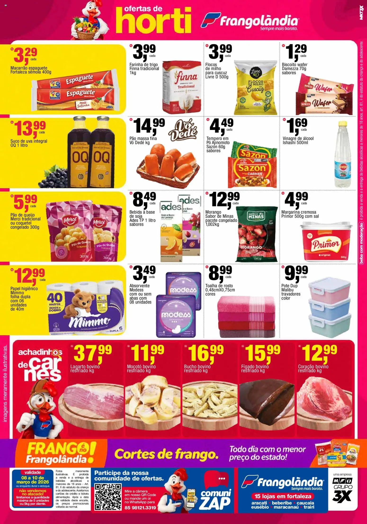Frangolândia Folheto - válido de 08.03.2026 | Página: 2 | Produtos: Espaguete, Biscoito, Farinha de trigo, Queijo