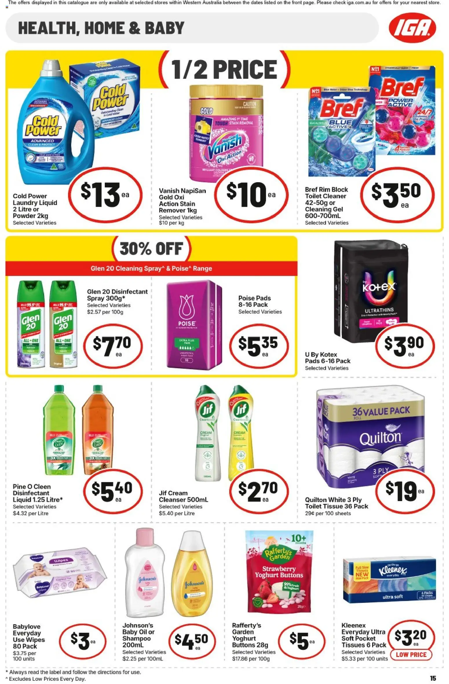 IGA catalogue - valid from 30/09/2026 | Page: 15 | Products: Yoghurt, Shampoo, Laundry, Tissues