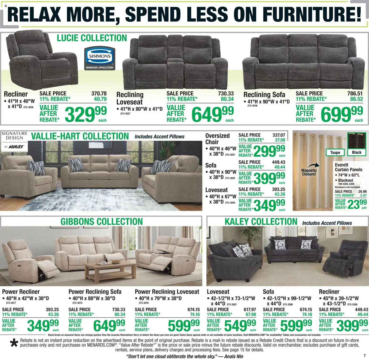 Menards Weekly Ad - valid from 08/13/2026 | Page: 10 | Products: Sofa, Chair, Loveseat, Recliner