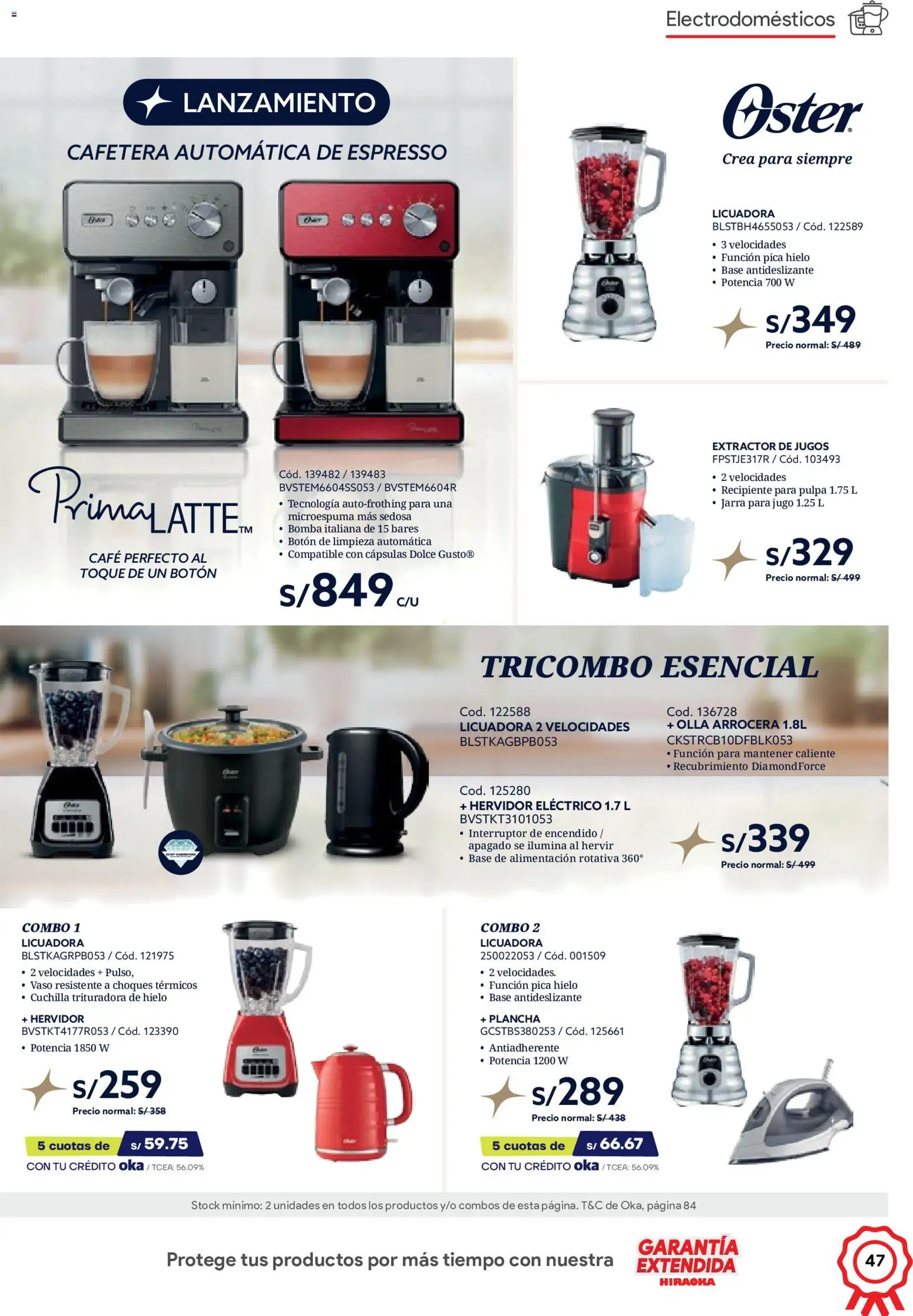 Catálogo Hiraoka válido desde 11/07/2026 | Página: 47 | Productos: Café, Jugo, Cafetera, Licuadora