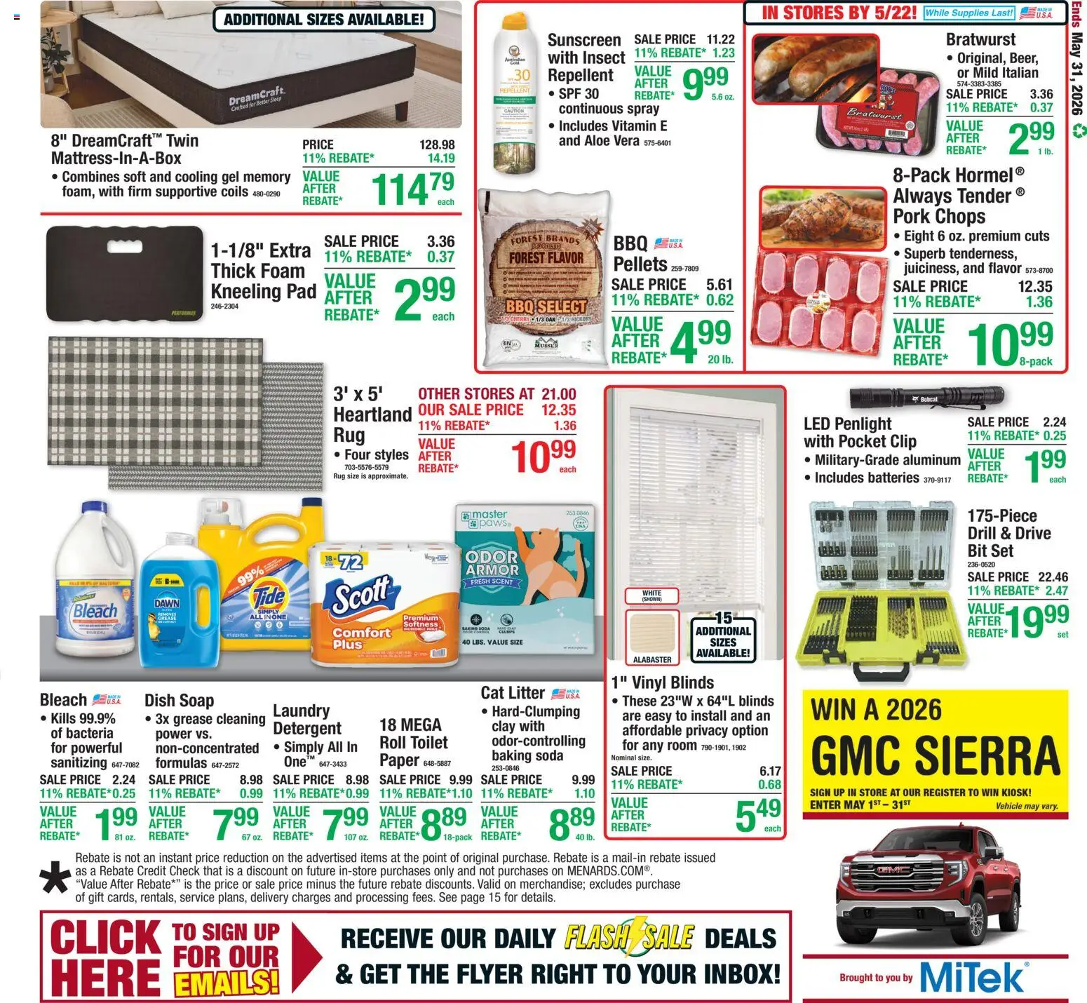 Menards Weekly Ad - valid from 20.05.2026 | Page: 22 | Products: Cat Litter, Sunscreen, Soap, Detergent