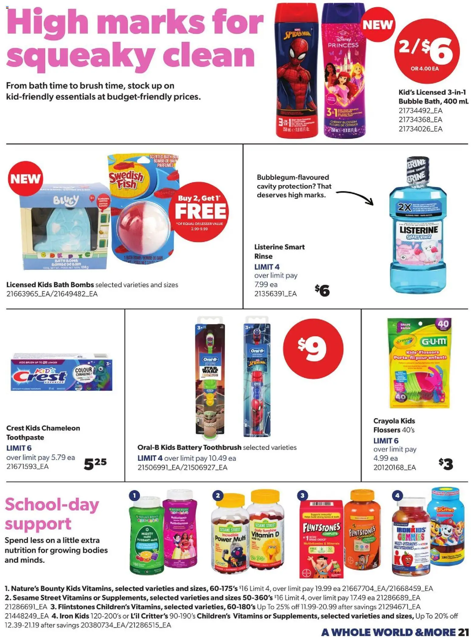 Real Canadian Superstore flyer valid from Aug 6, 2026 | Page: 21 | Products: Toothpaste, Bath bomb, Battery, Bath
