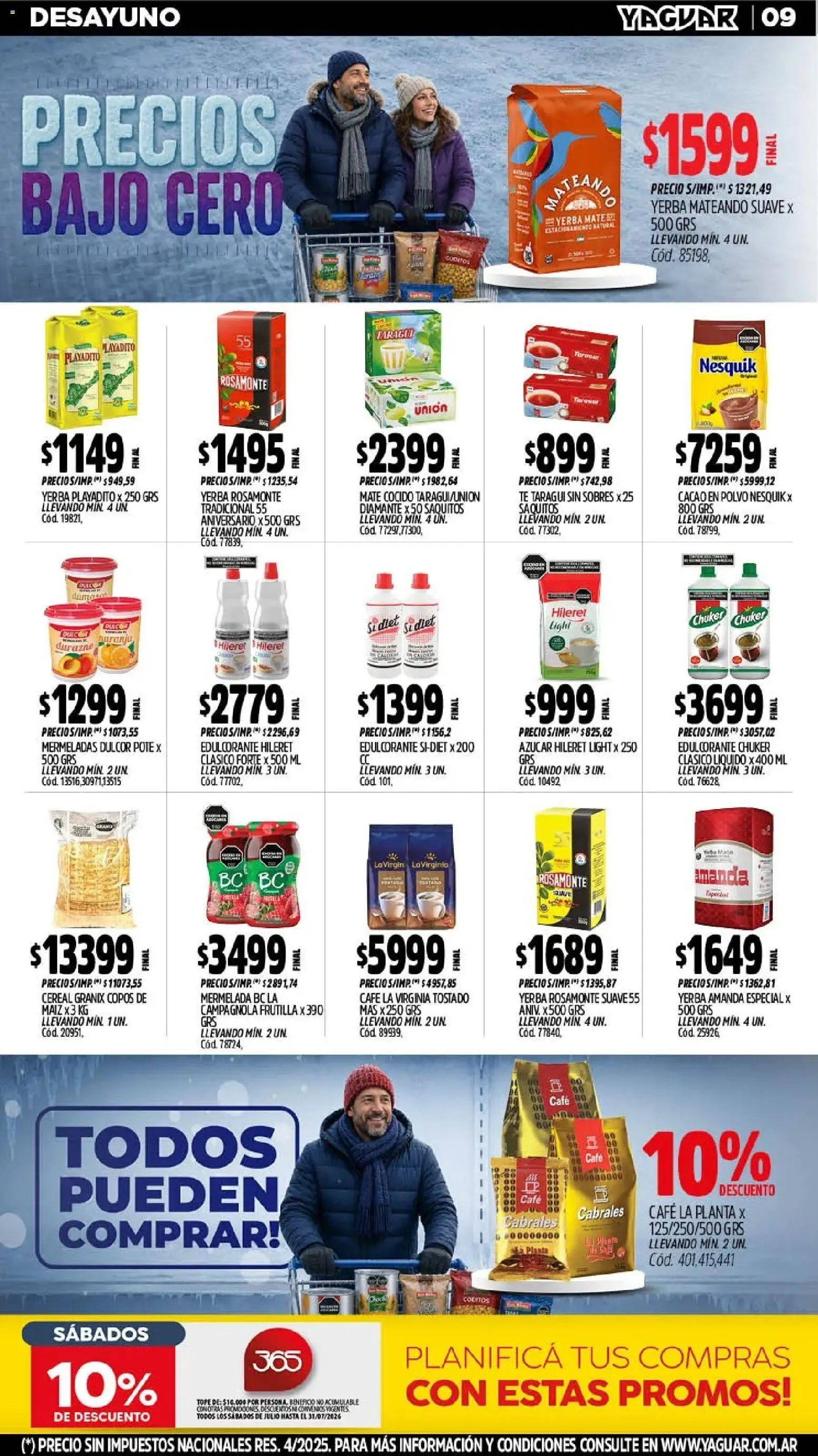 Yaguar - Oferta Semanal Mendoza │ válido desde el 27/07/2026 | Página: 11 | Productos: Yerba, Polvo, Edulcorante, Té