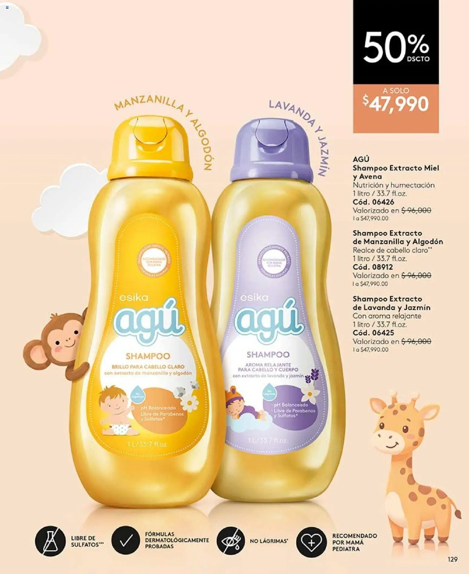 Ésika revista - valida desde el 28/08/2026 | Página: 129 | Productos: Algodón, Avena, Shampoo, Brillo