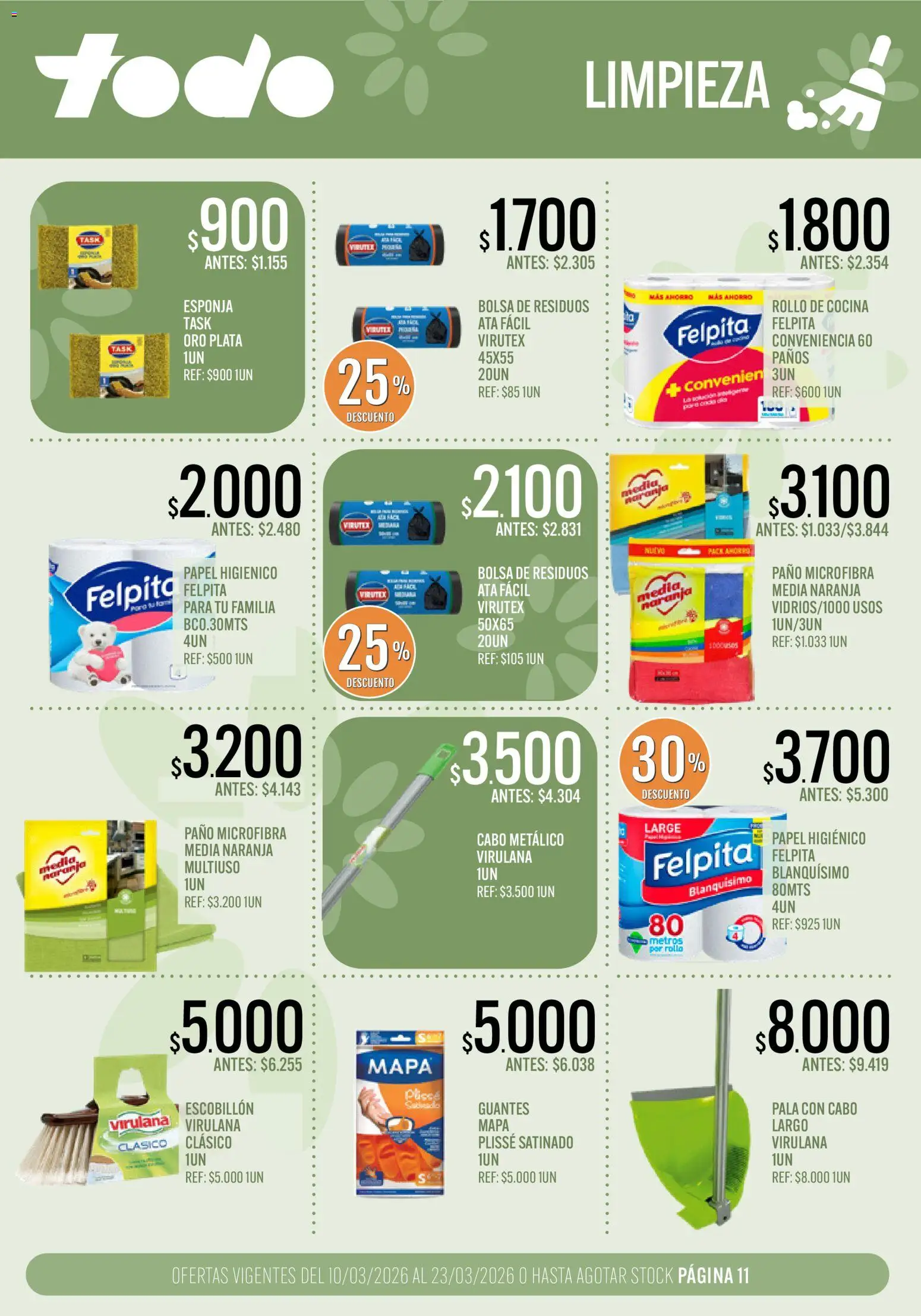 Supermercados TODO - Ofertas │ válido desde el 10.03.2026 | Página: 11 | Productos: Papel higiénico, Bolsa, Escobillon, Guantes