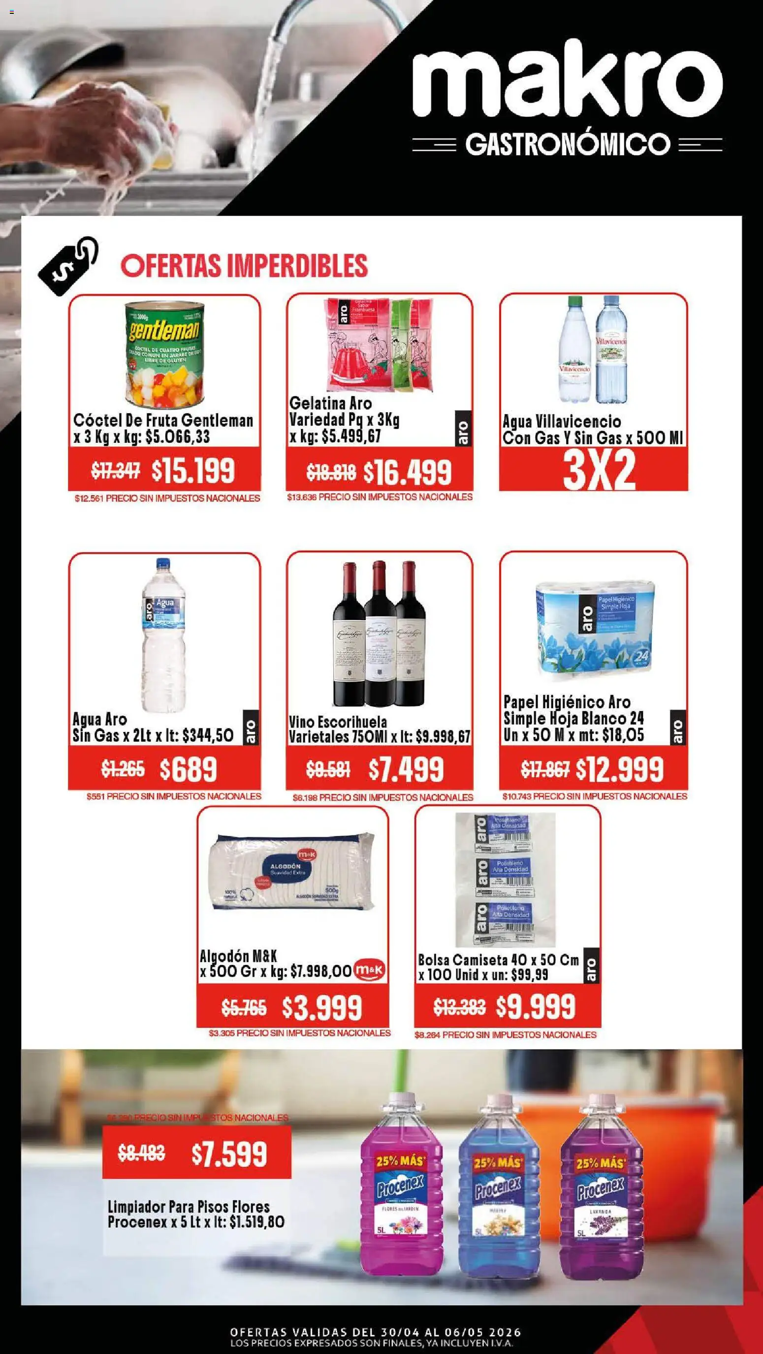 Makro Ofertas Gastronómico │ válido desde el 30.04.2026 | Página: 4 | Productos: Papel higiénico, Bolsa, Vino, Limpiador