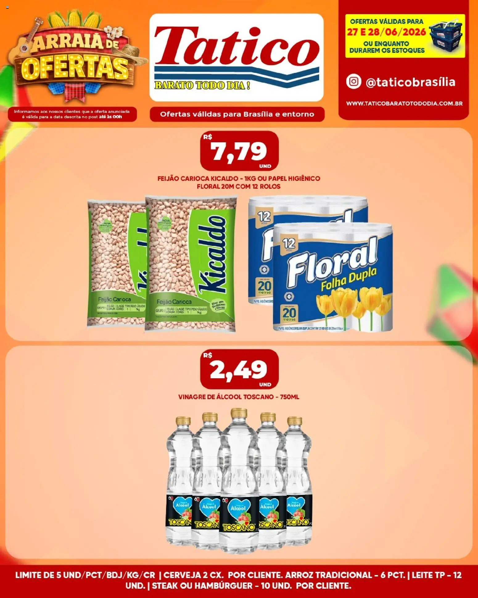 Tatico Folheto - válido de 29/06/2026 | Página: 32 | Produtos: Feijão, Vinagre, Cerveja, Hambúrguer