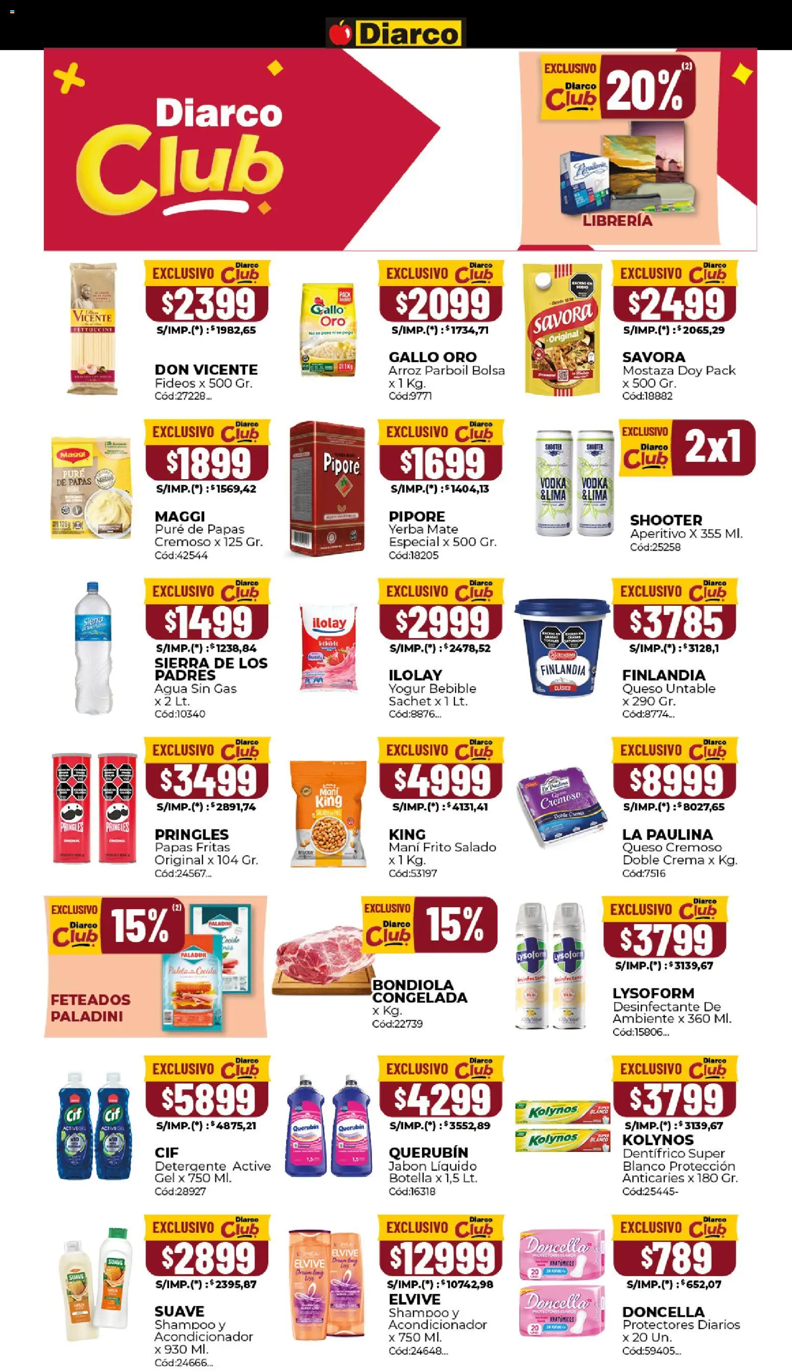 Diarco - Ofertas Sur │ válido desde el 20.04.2026 | Página: 9 | Productos: Jabón, Agua, Fideos, Papas fritas