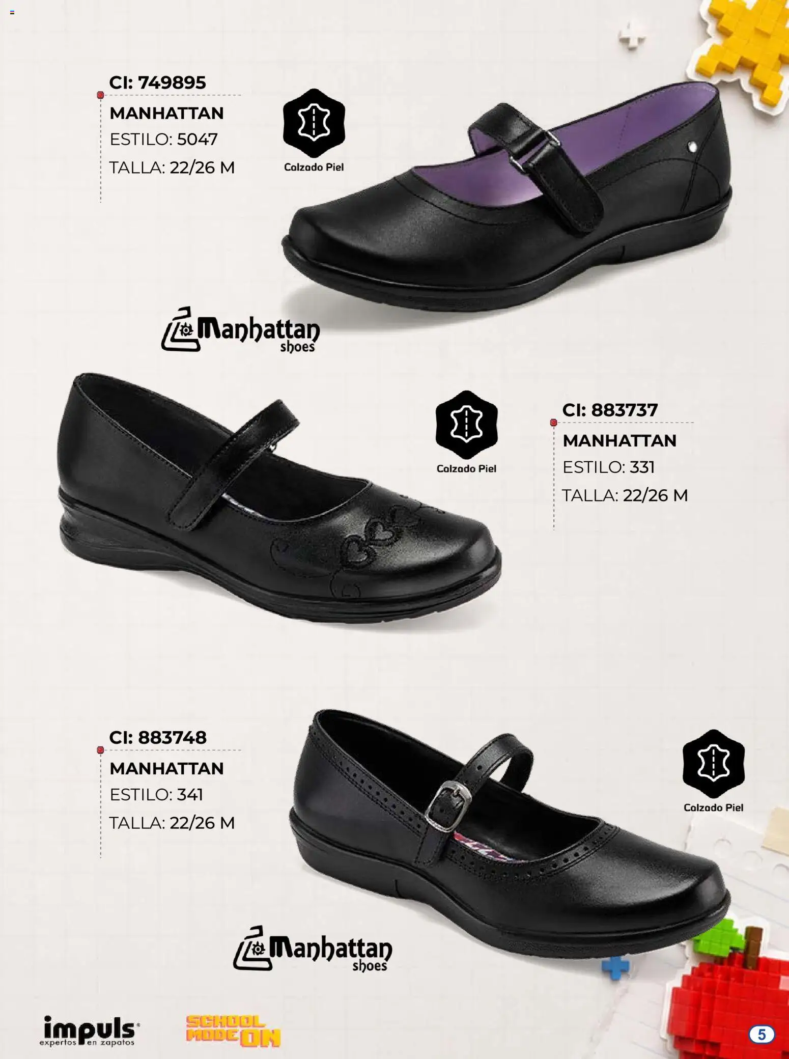 Nuevas ofertas de Impuls válidas en toda la República Mexicana desde el 03/08/2026. ¡Encuentra las mejores ofertas en Impuls catálogo Escolar! | Página: 5 | Productos: Zapatos