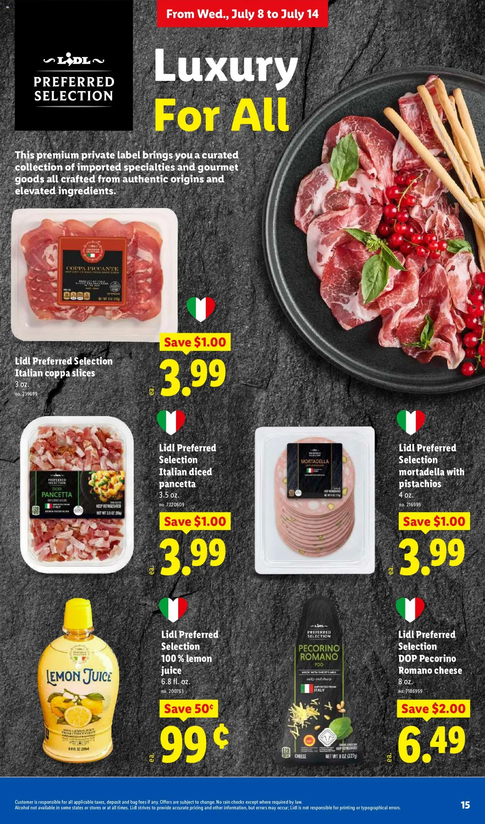 Lidl Weekly Ad - valid from 07/08/2026 | Page: 15 | Products: Alcohol, Lemon, Specialties, Bag