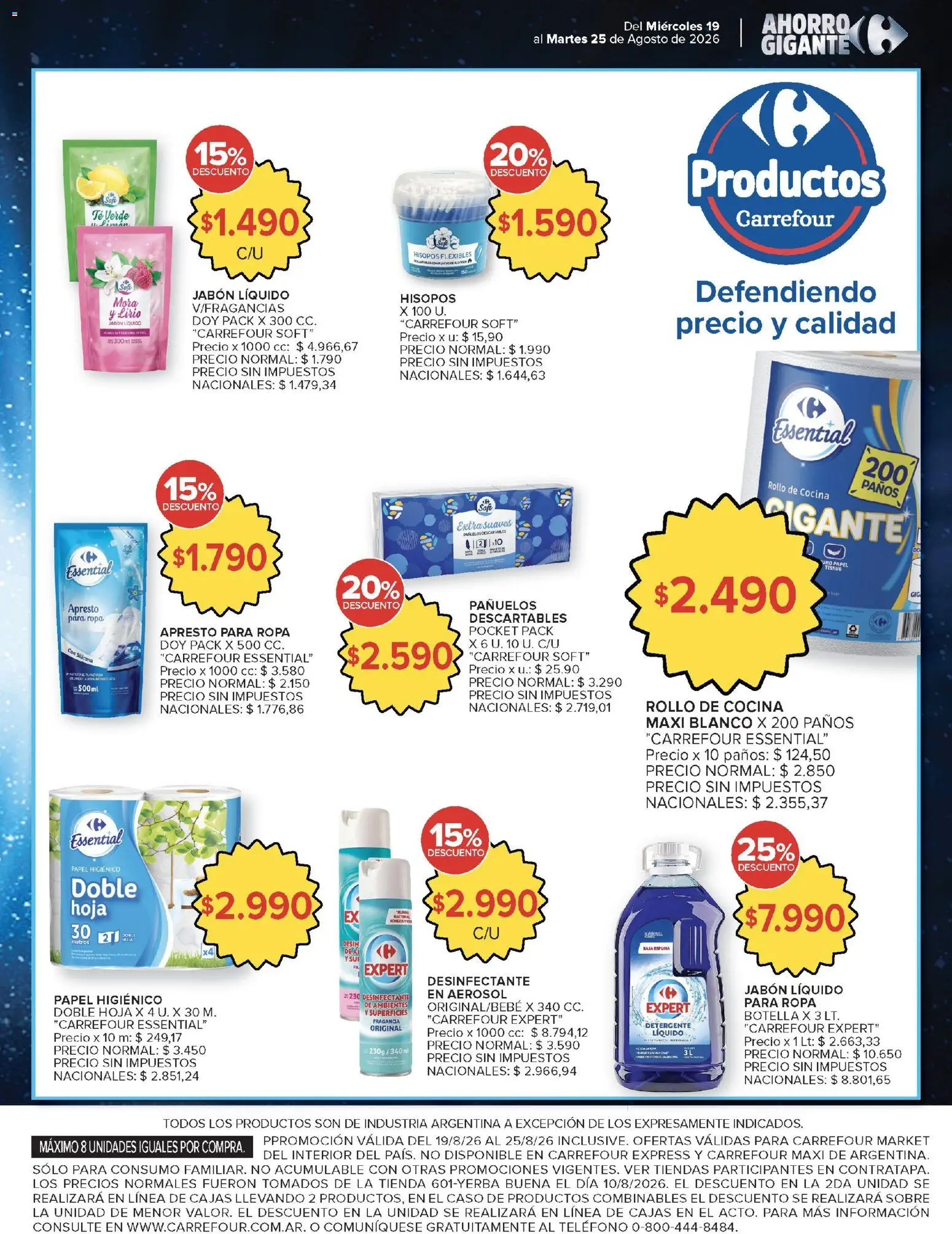 Carrefour ofertas │ válido desde el 19/08/2026 | Página: 50 | Productos: Desinfectante, Botella, Sobre, Espuma