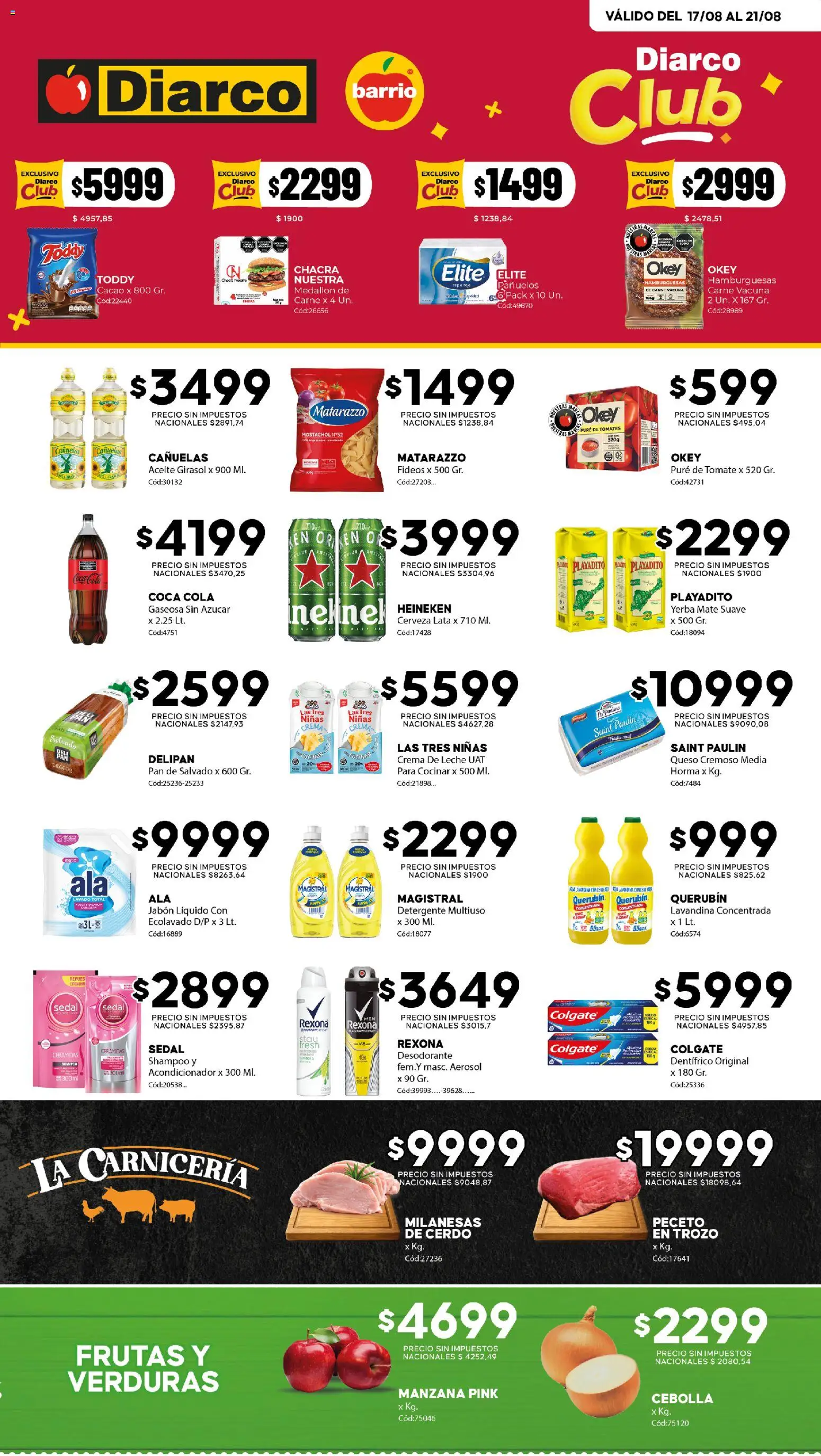 Diarco - Ofertas Diarco Barrio │ válido desde el 17/08/2026 | Página: 1 | Productos: Gaseosa, Tomate, Queso, Pan