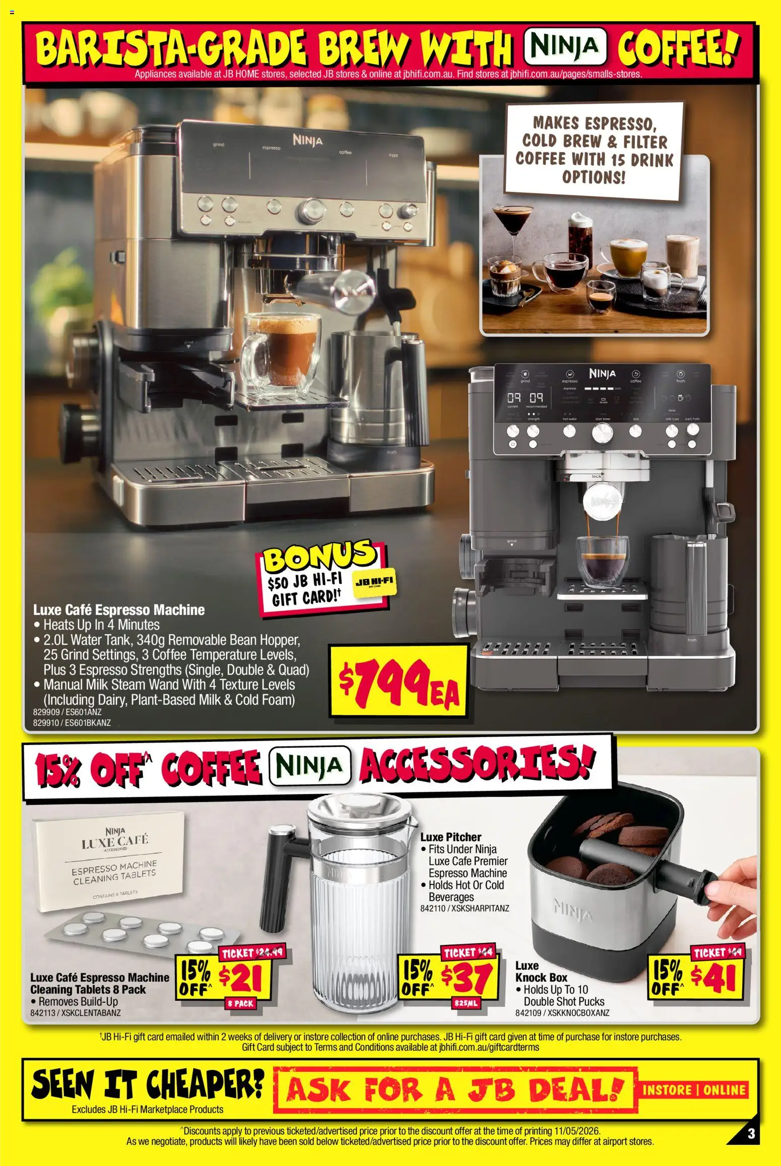 JB Hi-Fi catalogue - valid from 21.05.2026 | Page: 3 | Products: Dairy, Accessories, Espresso machine, Tablets