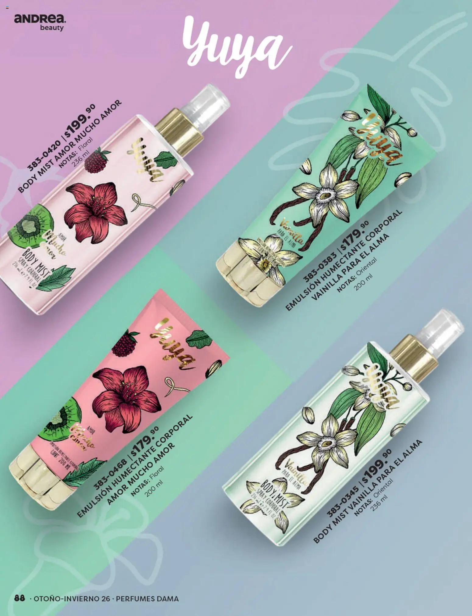 Nuevas ofertas de Andrea válidas en toda la República Mexicana desde el 23/08/2026. ¡Encuentra las mejores ofertas en Andrea catálogo Beauty! | Página: 88 | Productos: Emulsión, Vainilla, Perfumes, Body